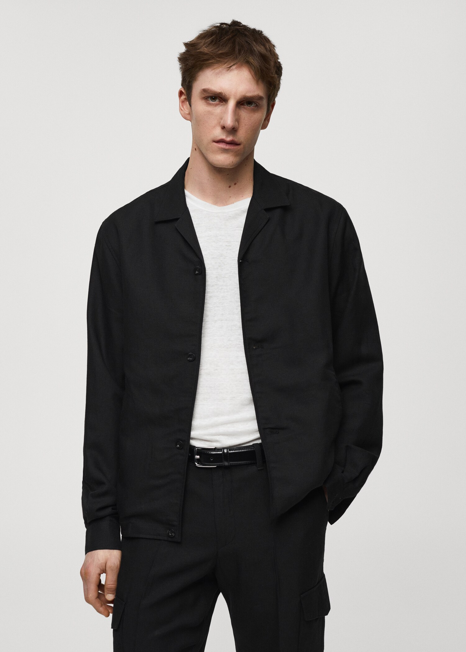Surchemise slim-fit mélange de lin - Plan moyen