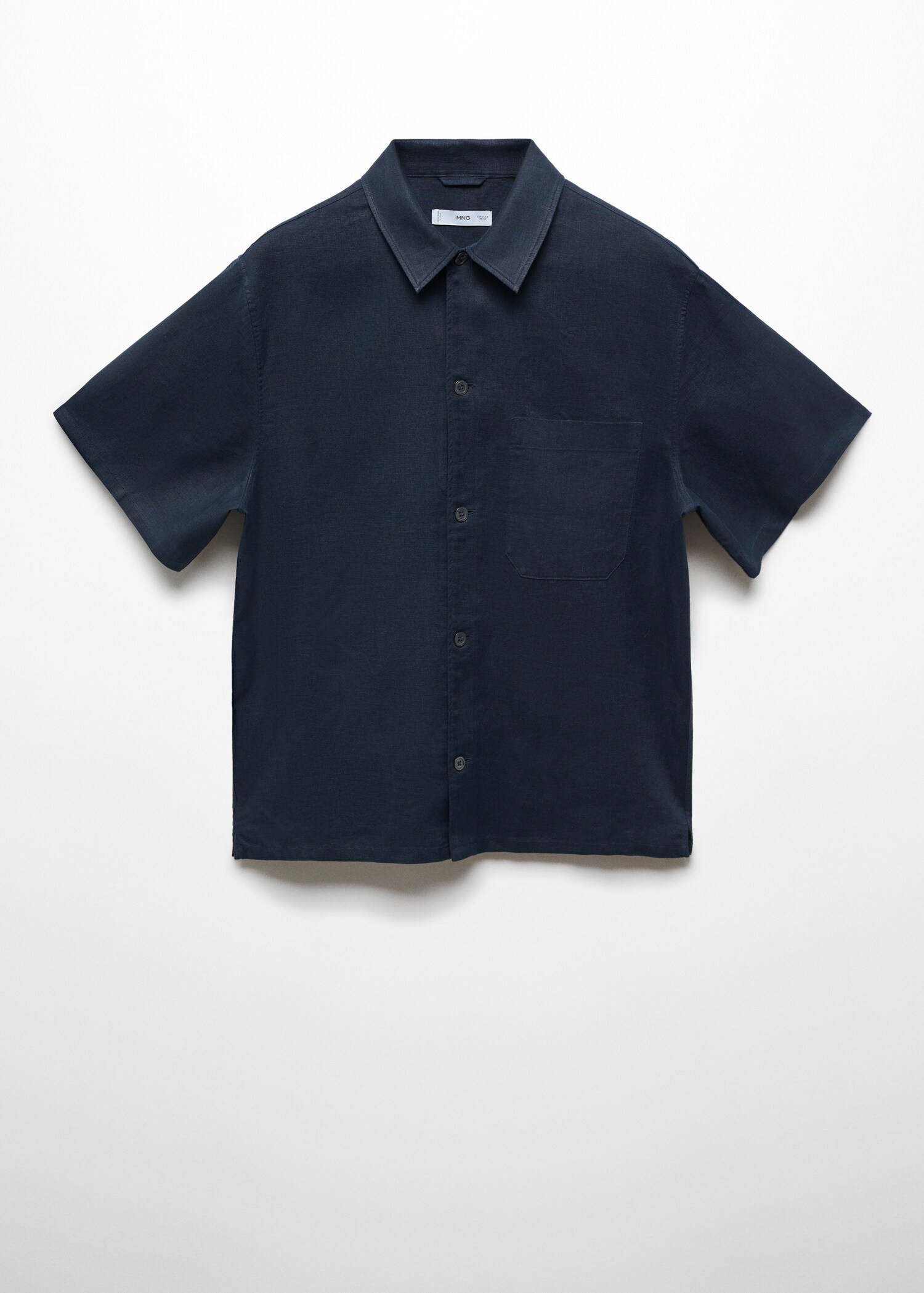 เสื้อเชิ้ตผ้าลินิน 100% ทรงพอดีตัวมีกระเป๋า - สินค้าที่ไม่มีแบบ