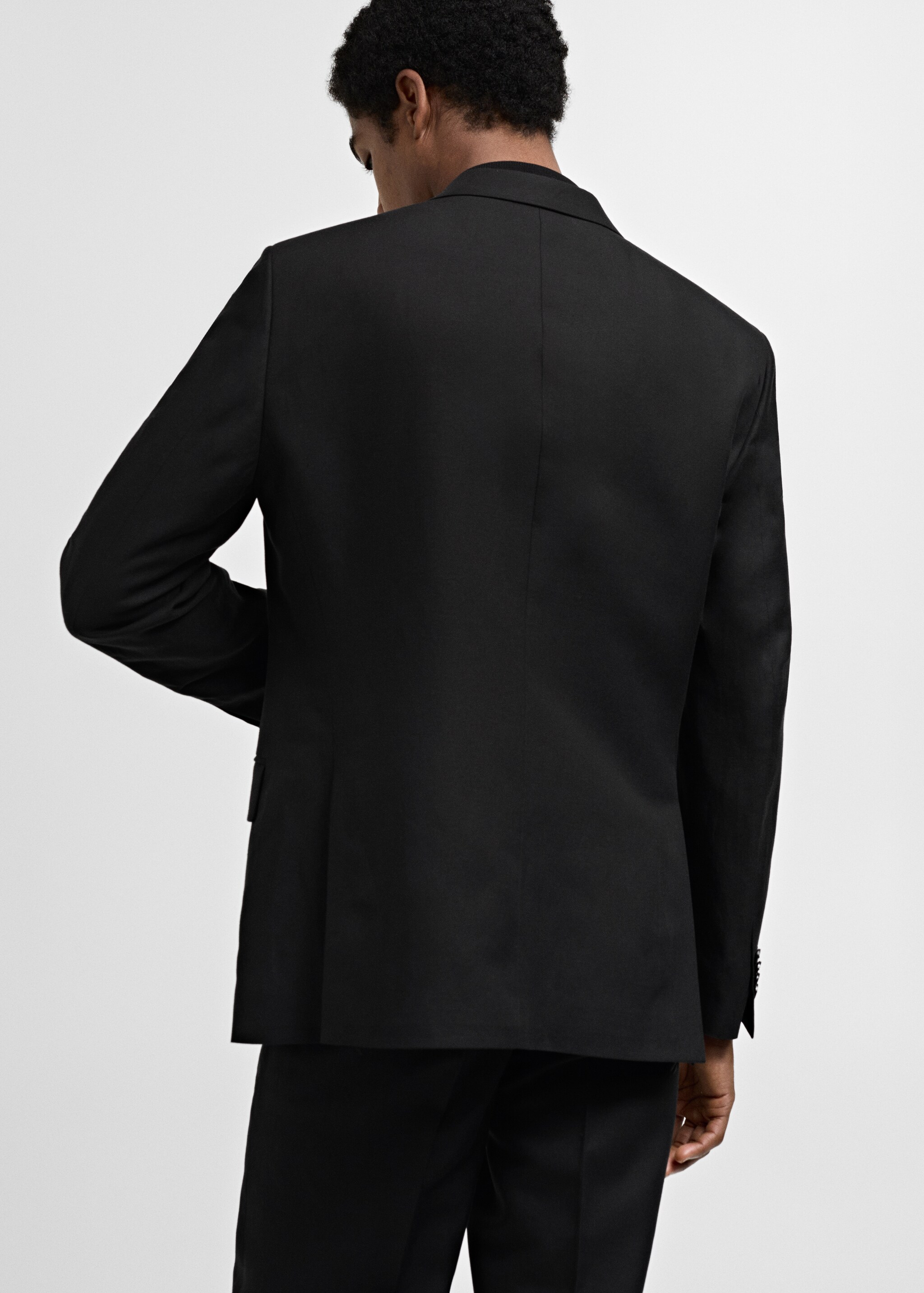 Linen lyocell double-breasted suit blazer - Reverse of the article