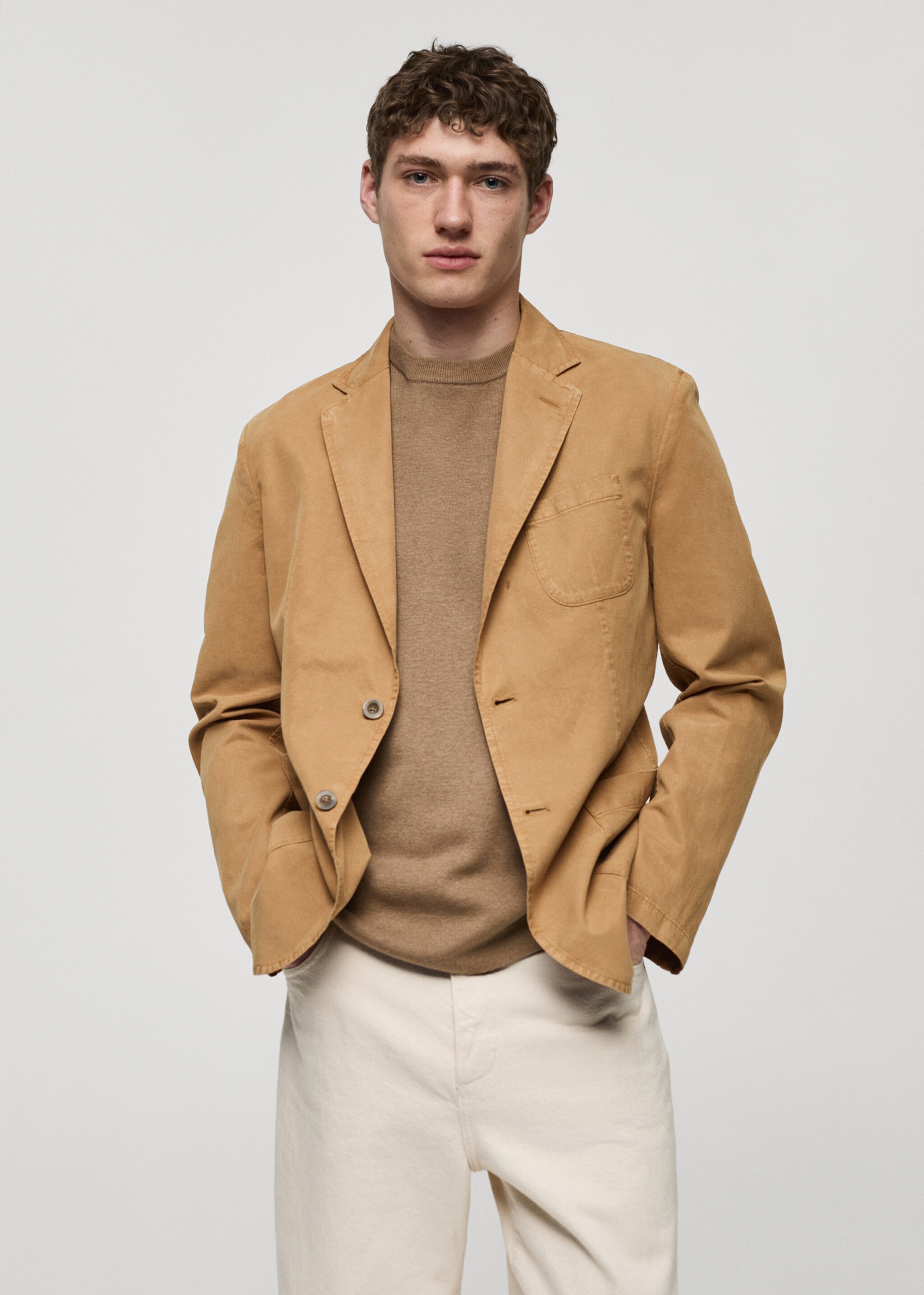 Σακάκι slim fit λινό βαμβάκι - Μεσαίο πλάνο