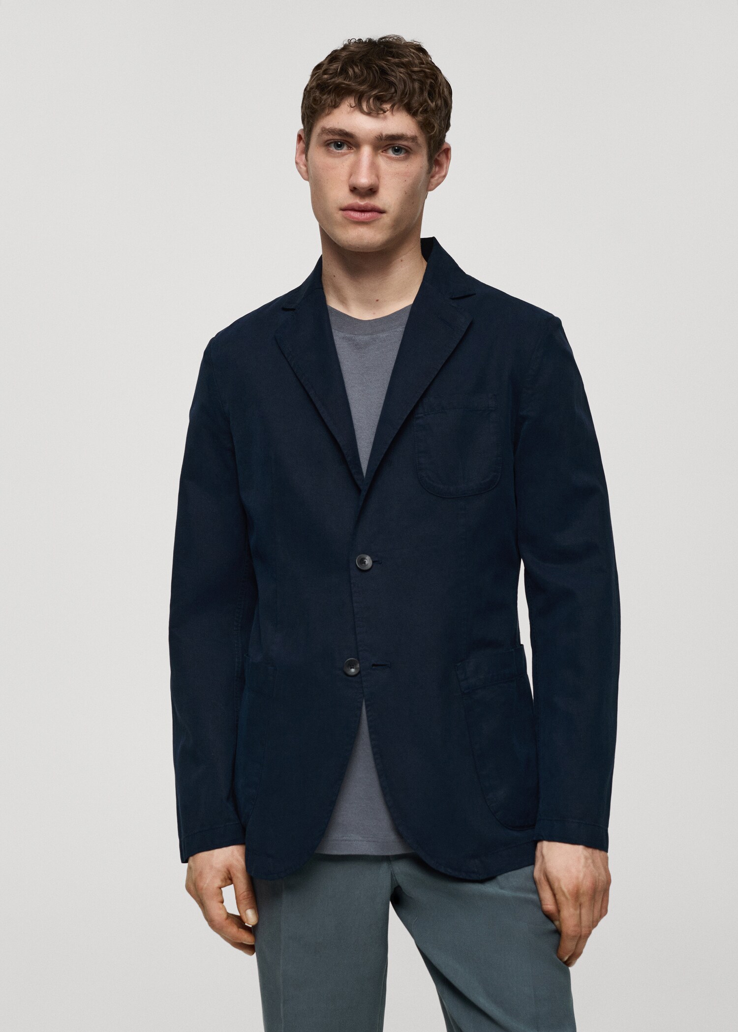 Veste slim fit lin coton - Plan moyen