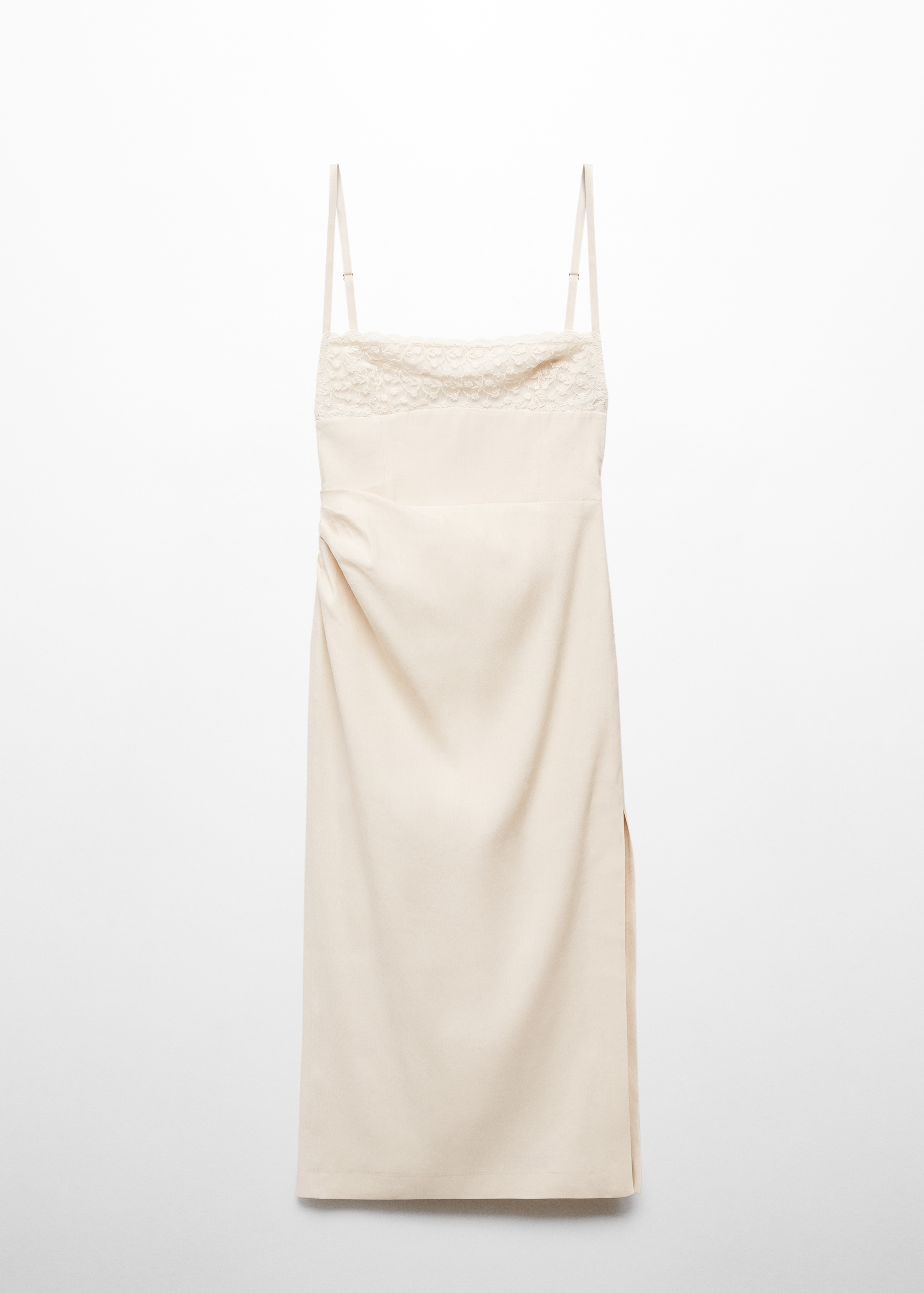فستان من الكتان مع تفاصيل مطرزة - منتج دون نموذج