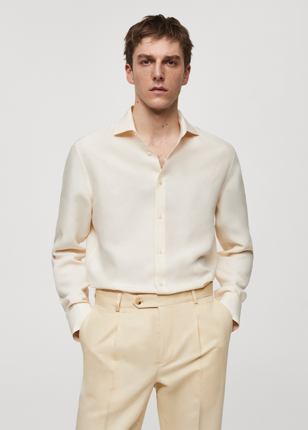 Chemise slim fit Tencel lin Homme MANGO France metropolitaine
