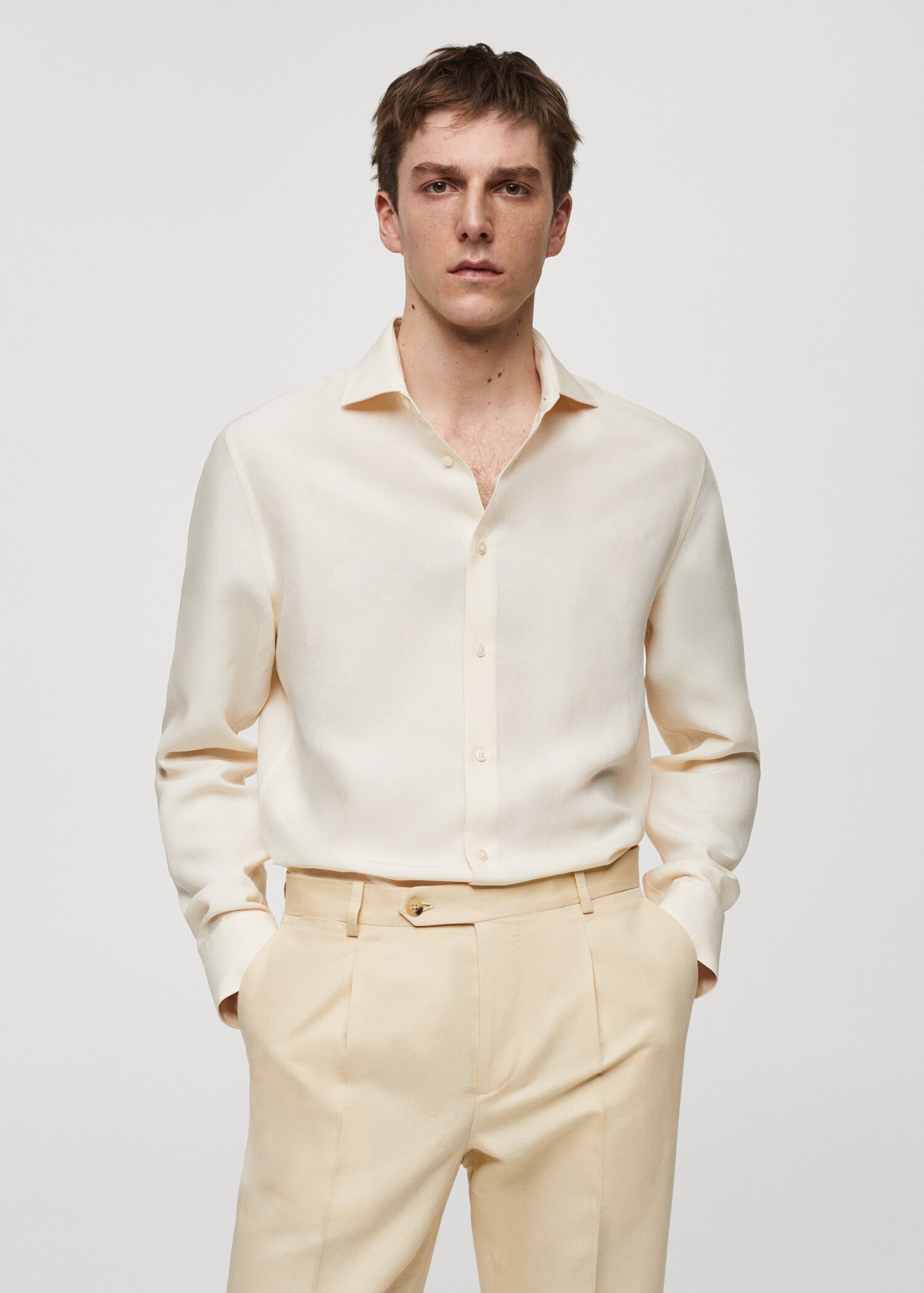 Chemise slim-fit Tencel lin - Plan moyen