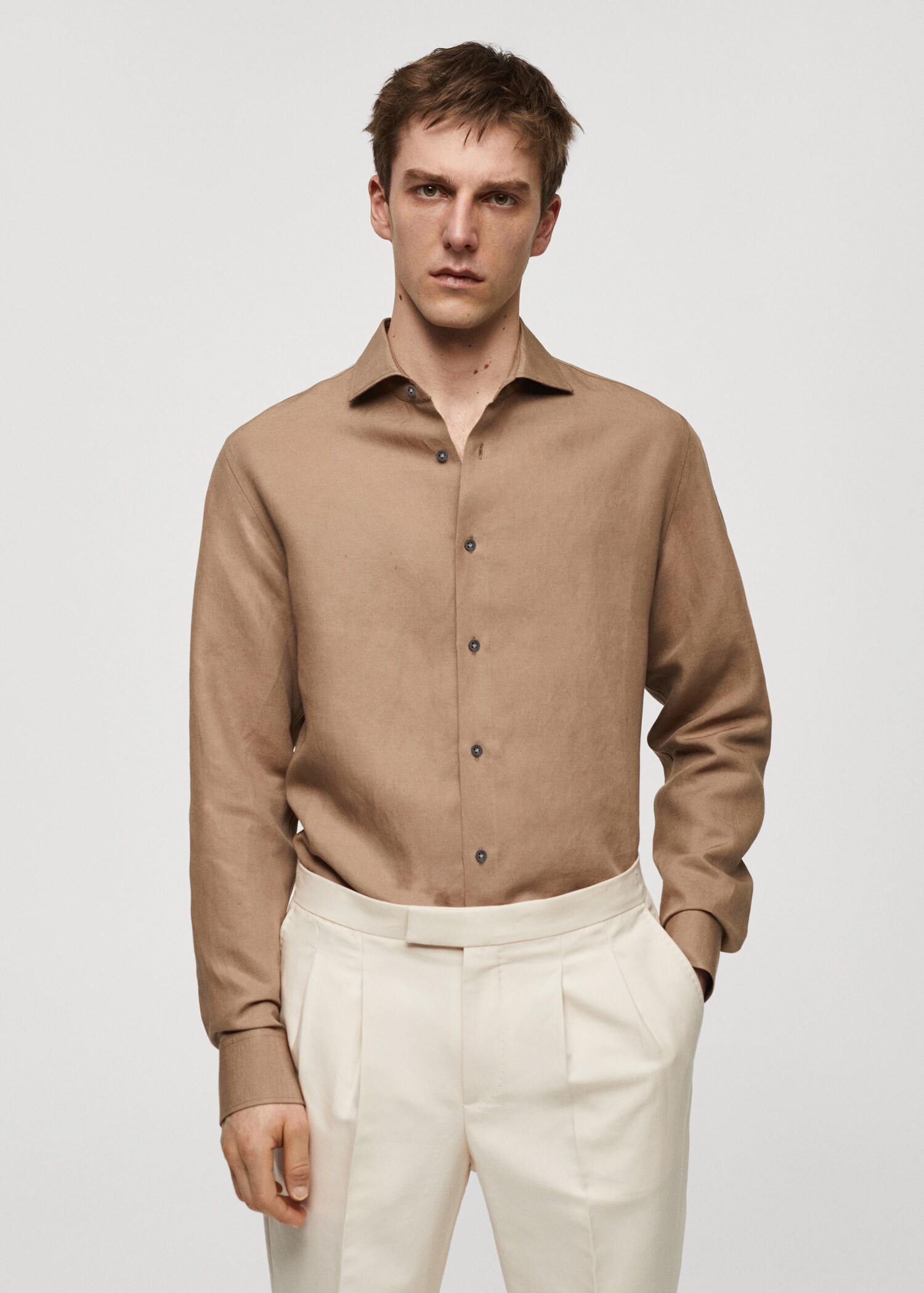 Chemise slim-fit Tencel lin - Plan moyen