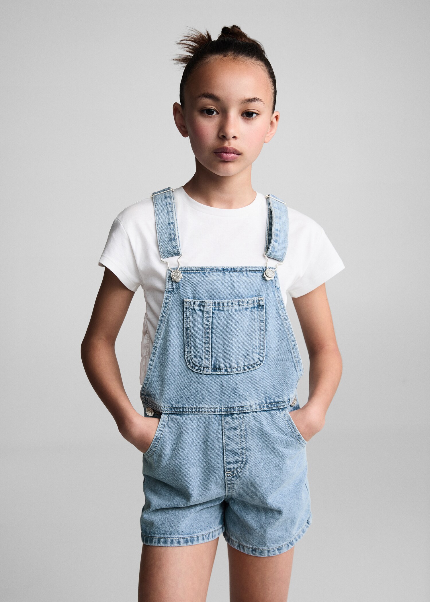 Short denim dungarees - Medium plane