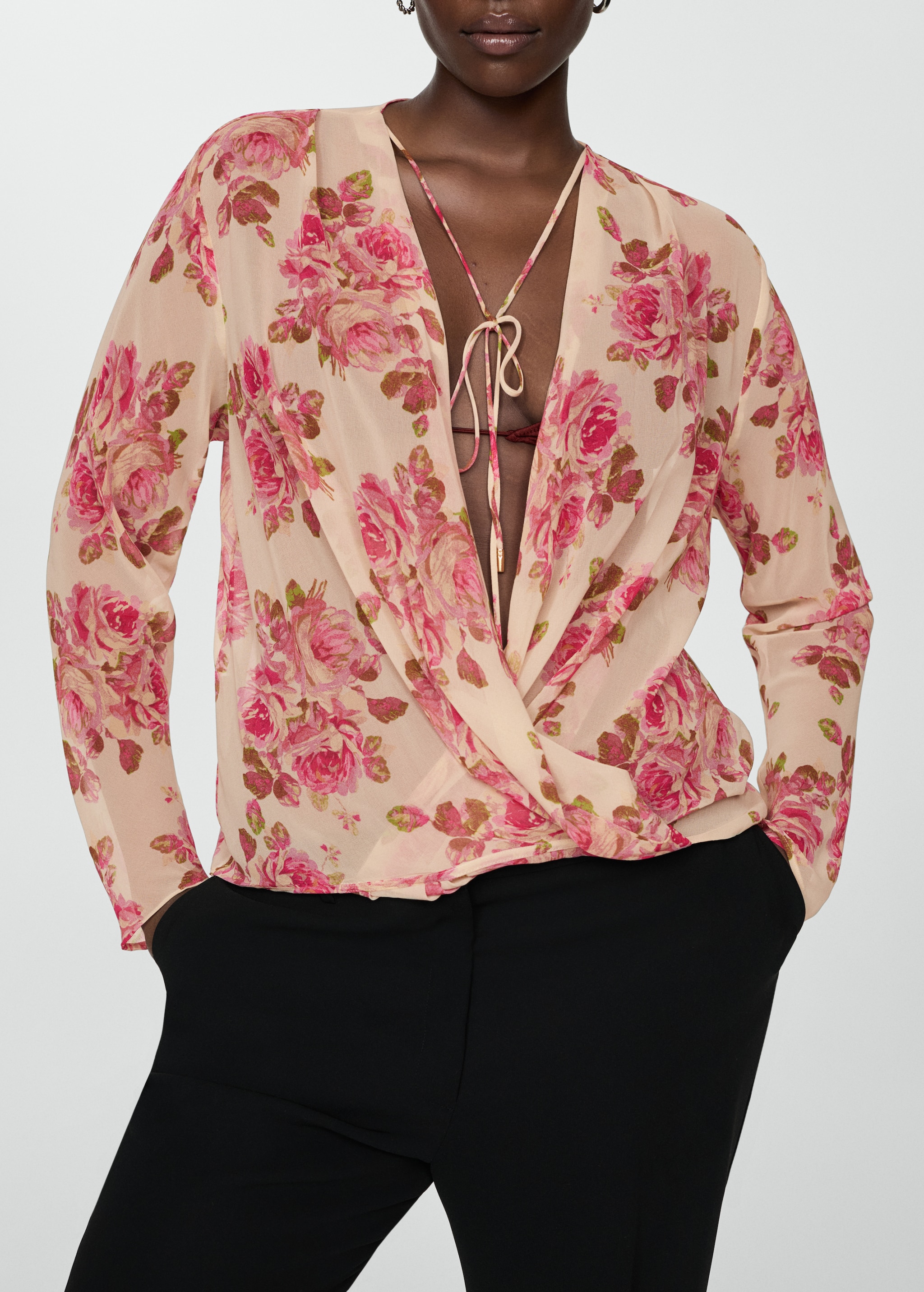 Floral print crossover blouse - Details of the article 4