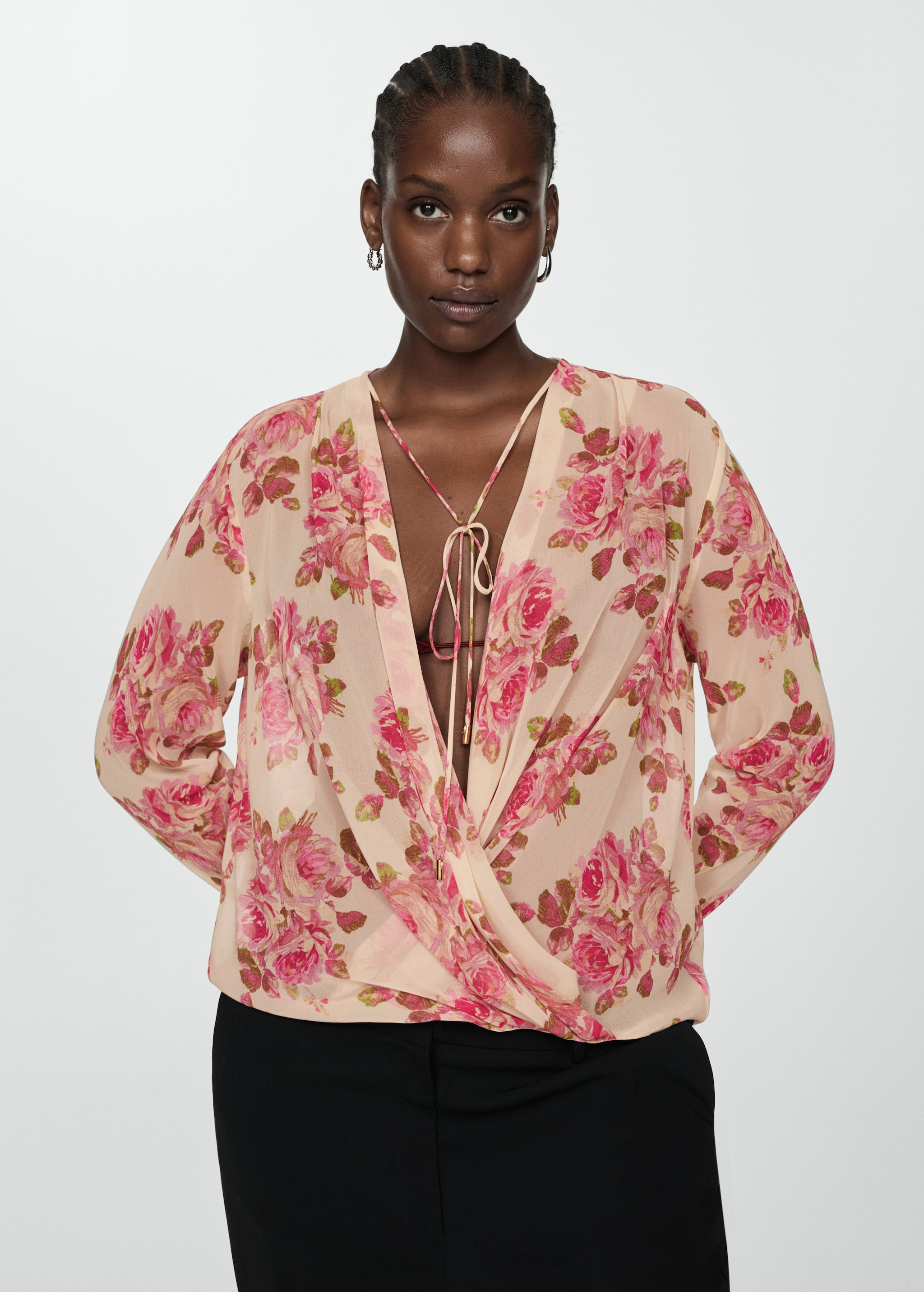 Floral print crossover blouse - Details of the article 5