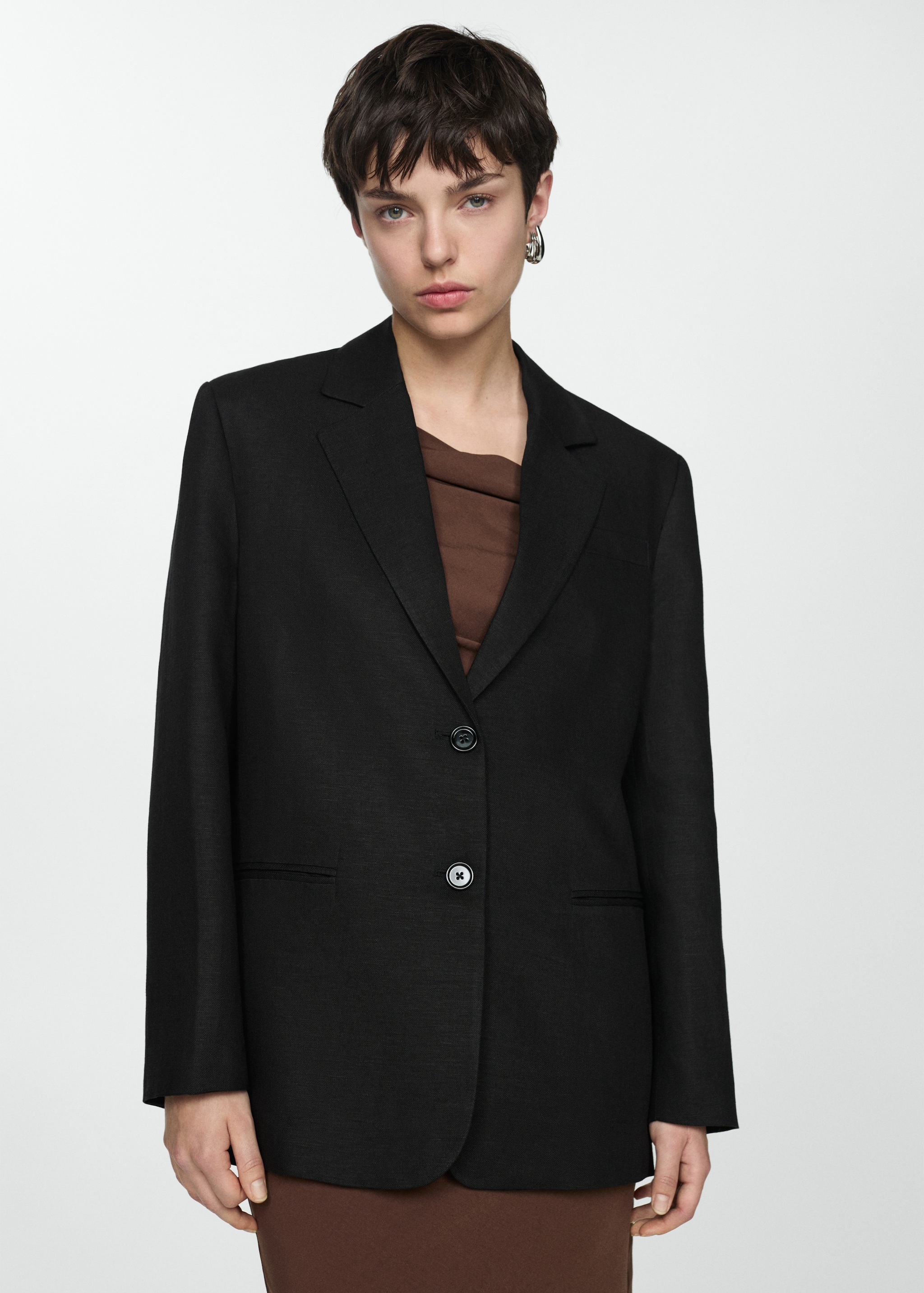 Linen jacket with buttons - Medium plane
