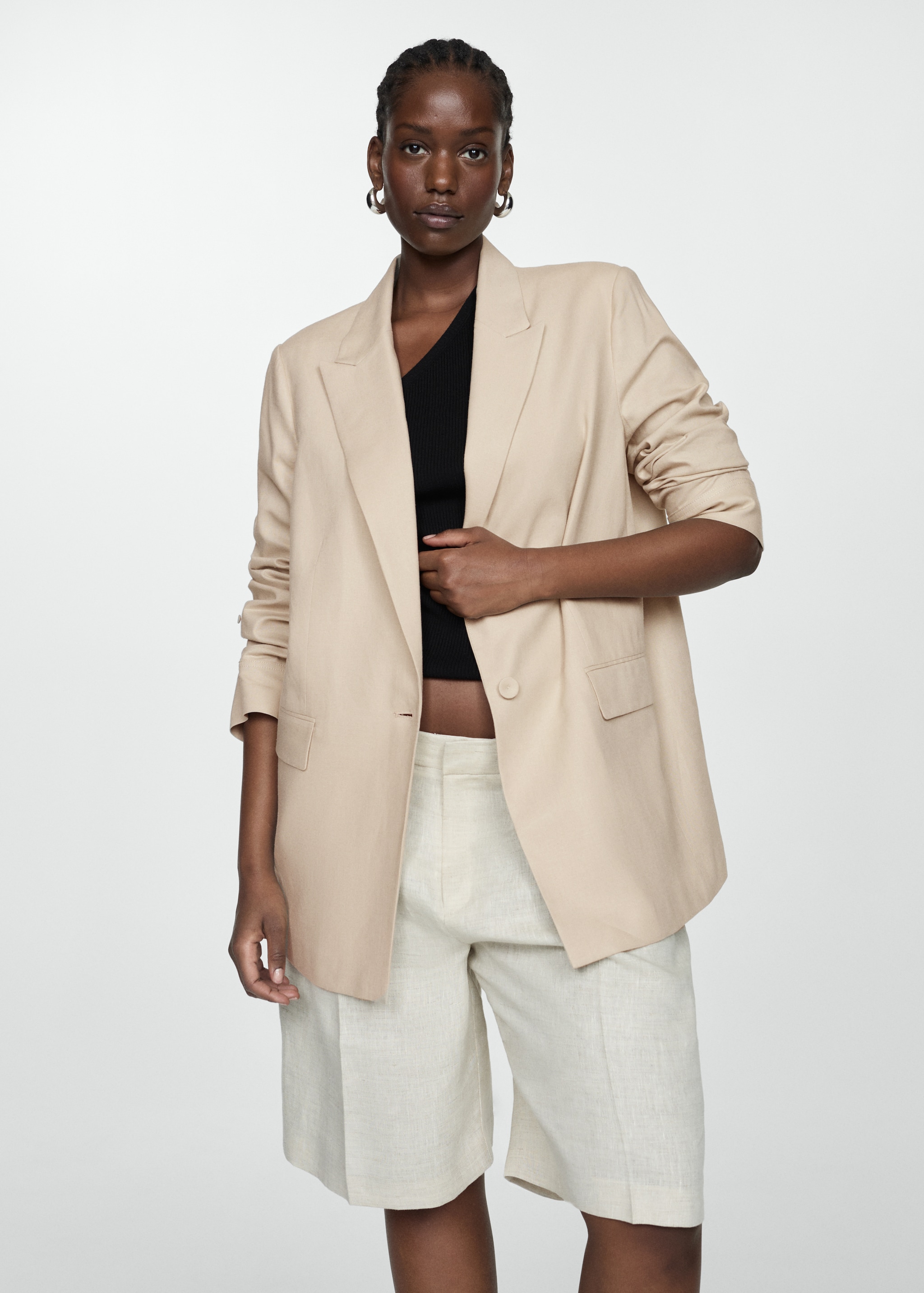 Blazer lin poignets boutonnés - Main Image