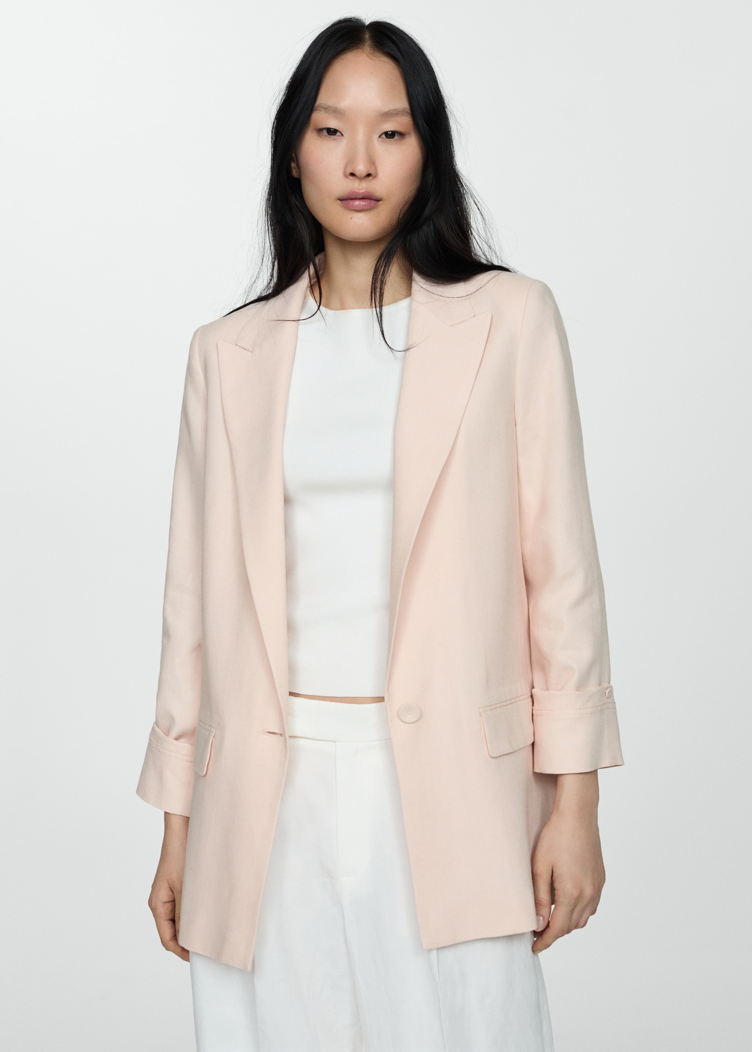 Blazer lin poignets boutonnés - Plan moyen