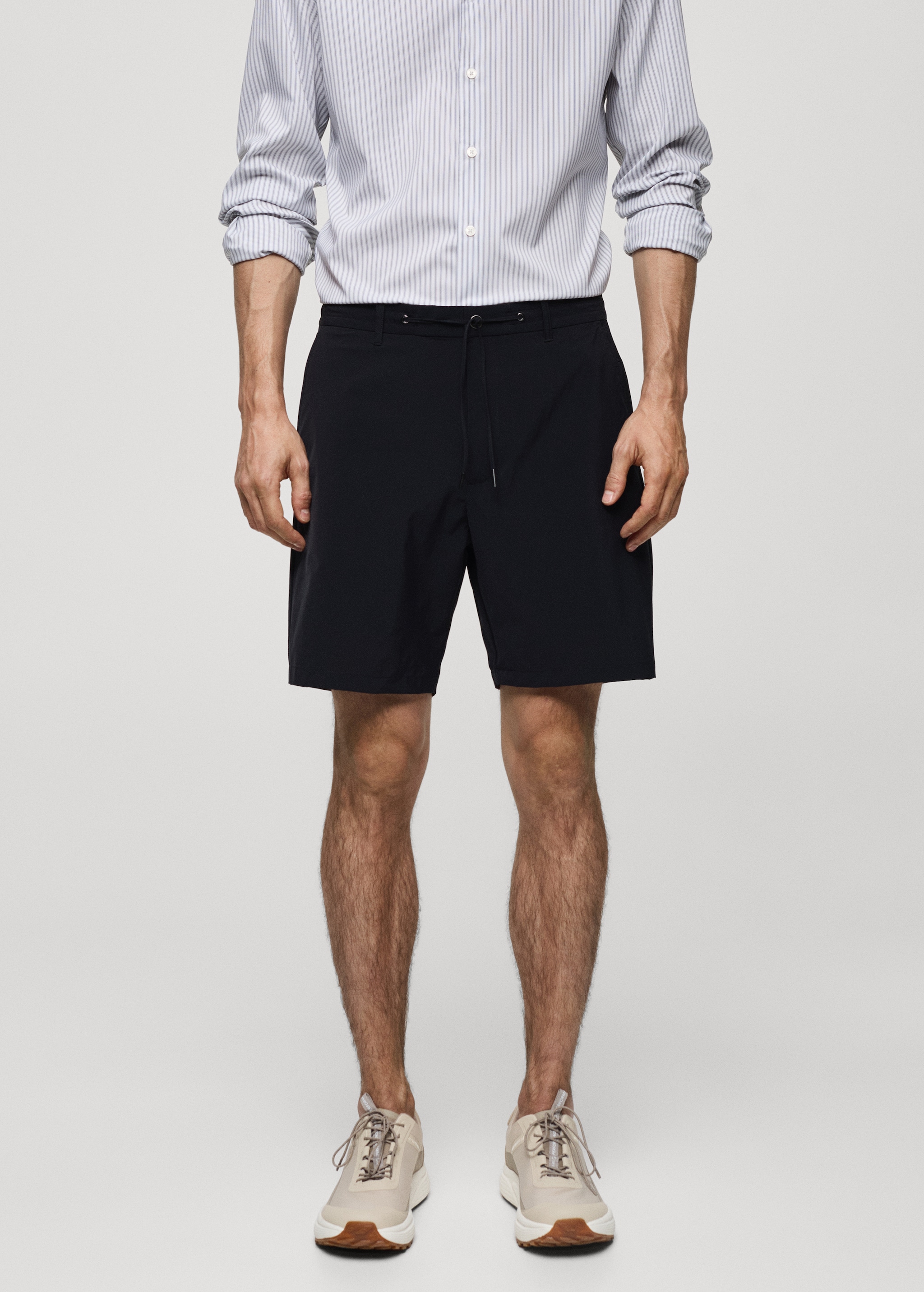 Regular-fit bermuda shorts with drawstring  - Medium plane