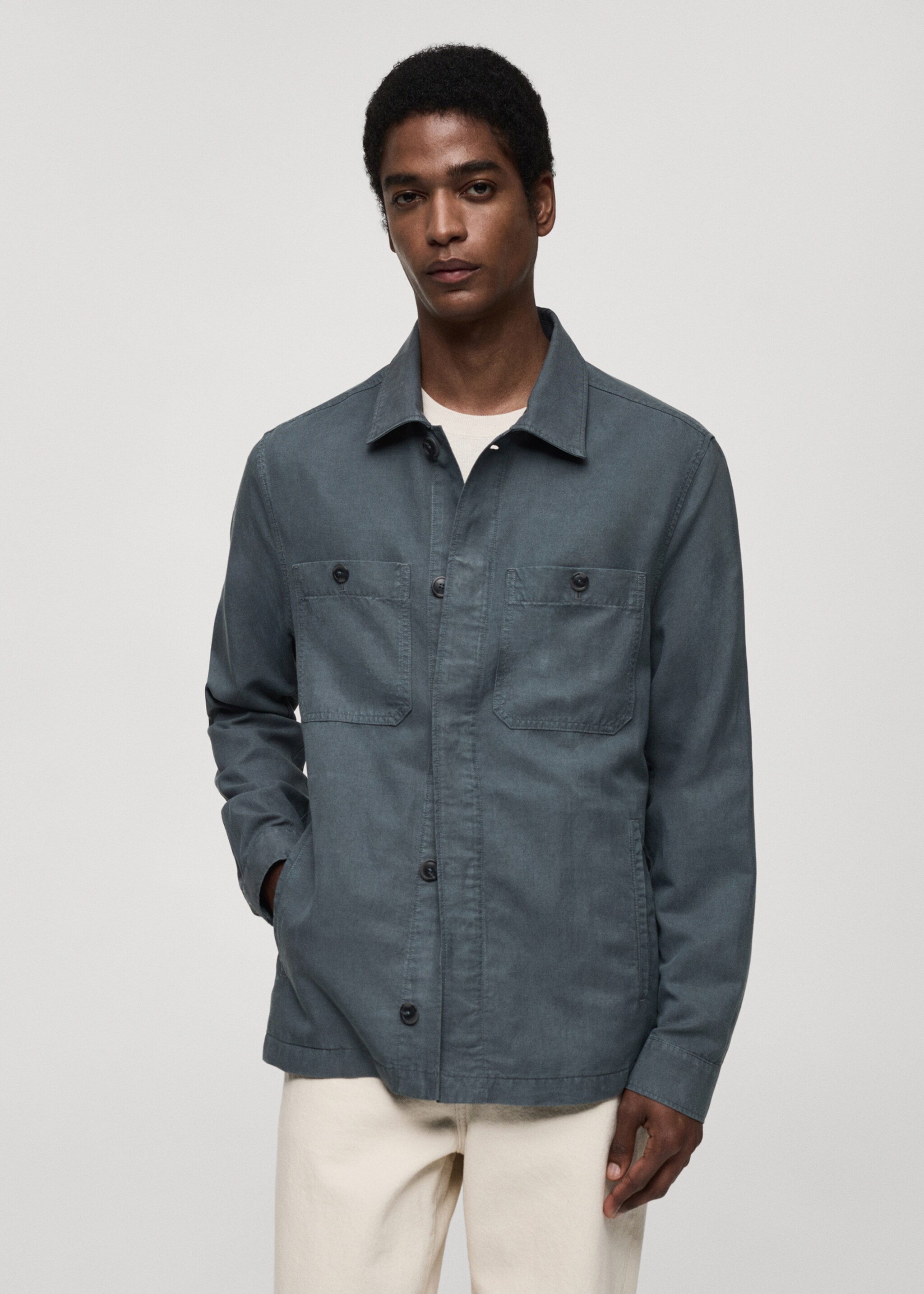 Surchemise slim-fit Tencel lin - Plan moyen
