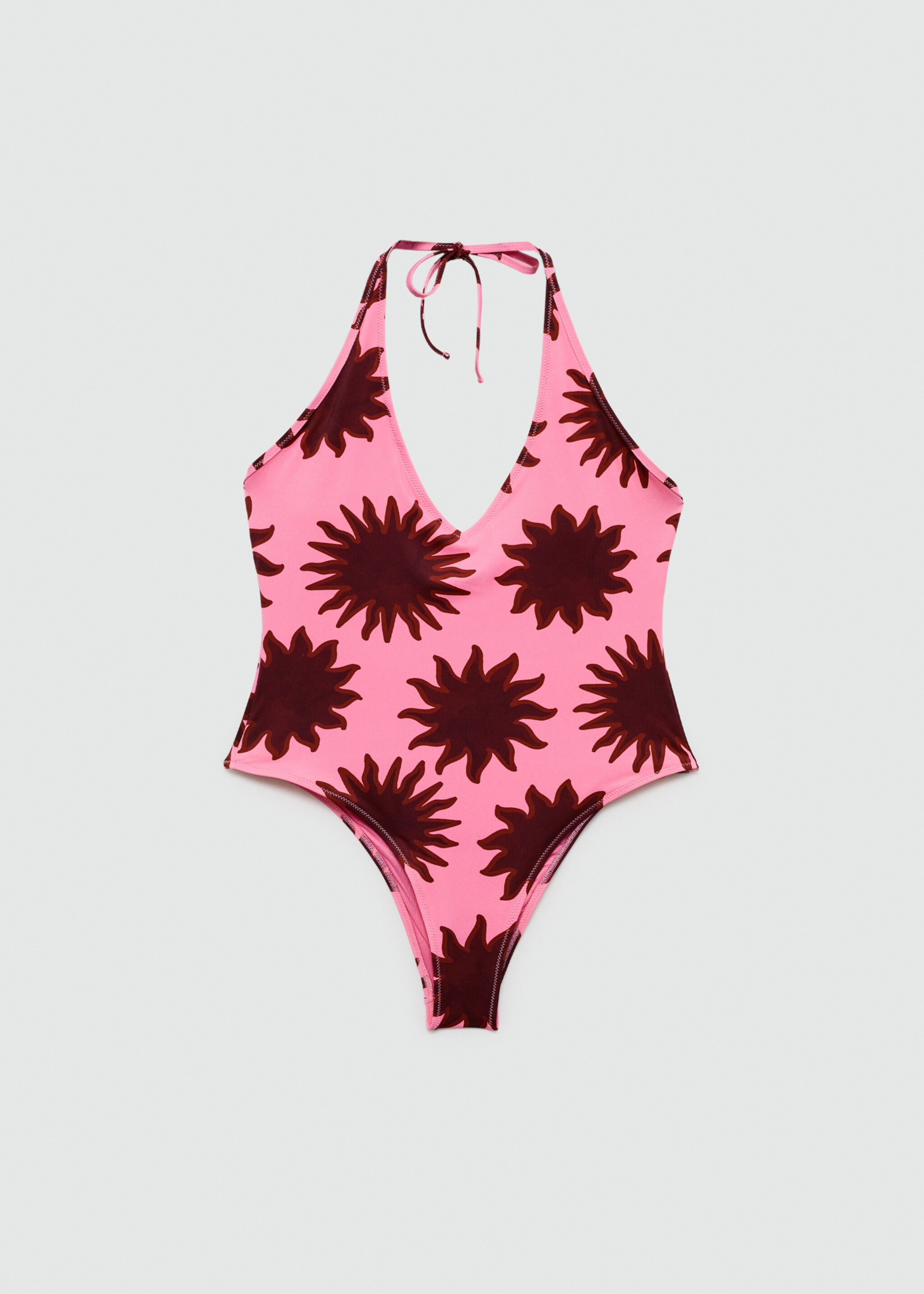 Printed V-neck swimsuit - Article without model, Fuchsia. Ref: 67079226-00.