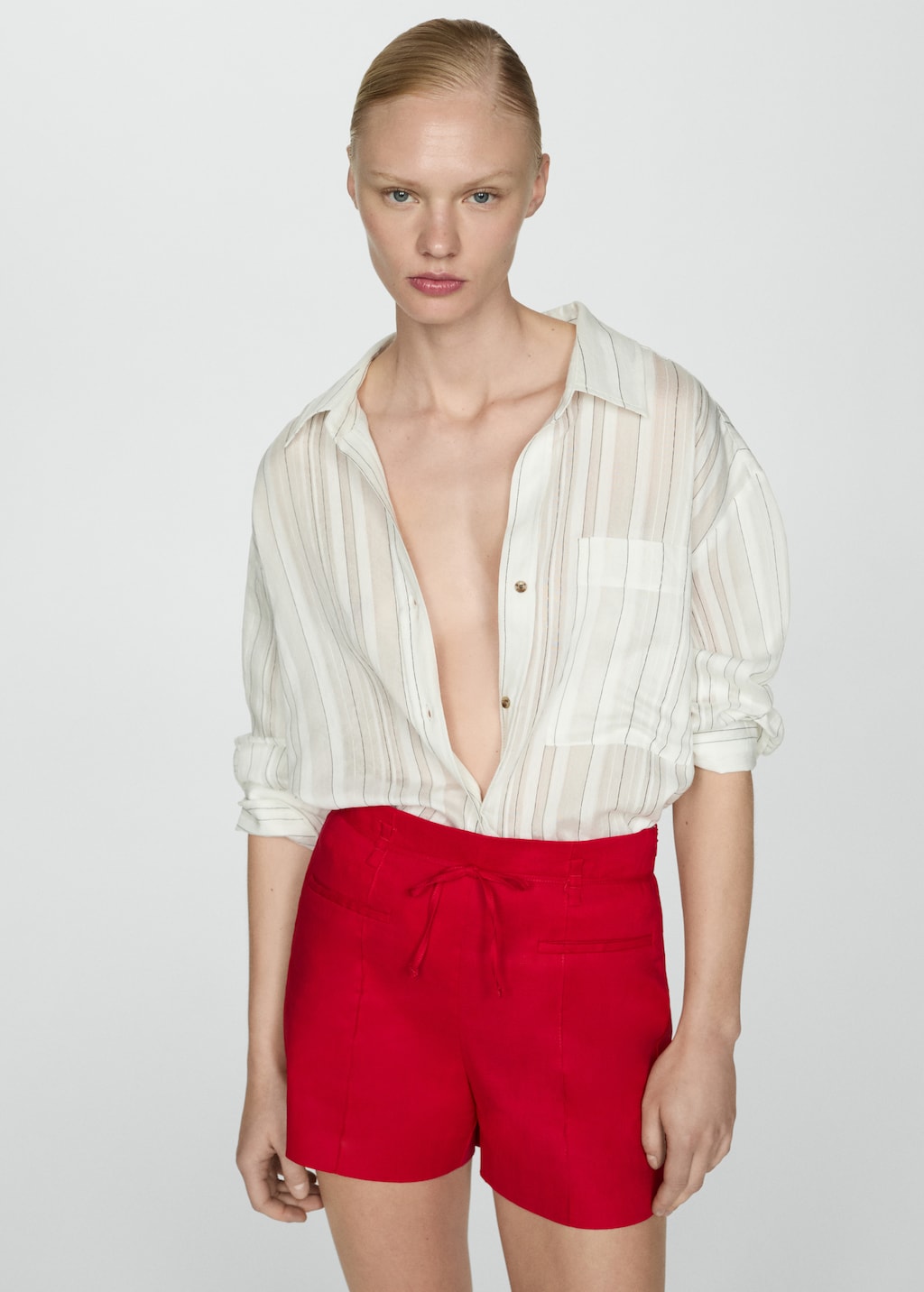 Linen shorts with bow Women MNG Australia