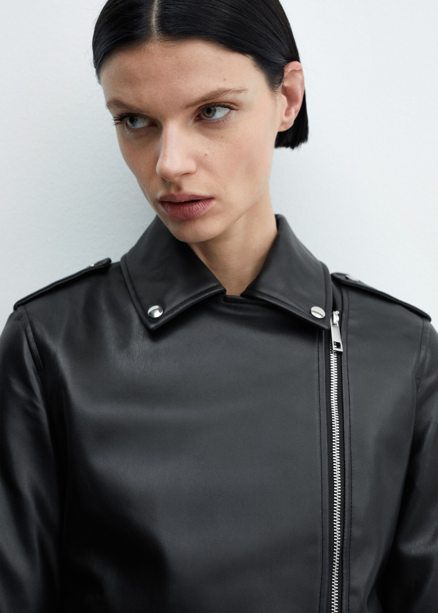 Faux-leather biker jacket - Details of the article 1