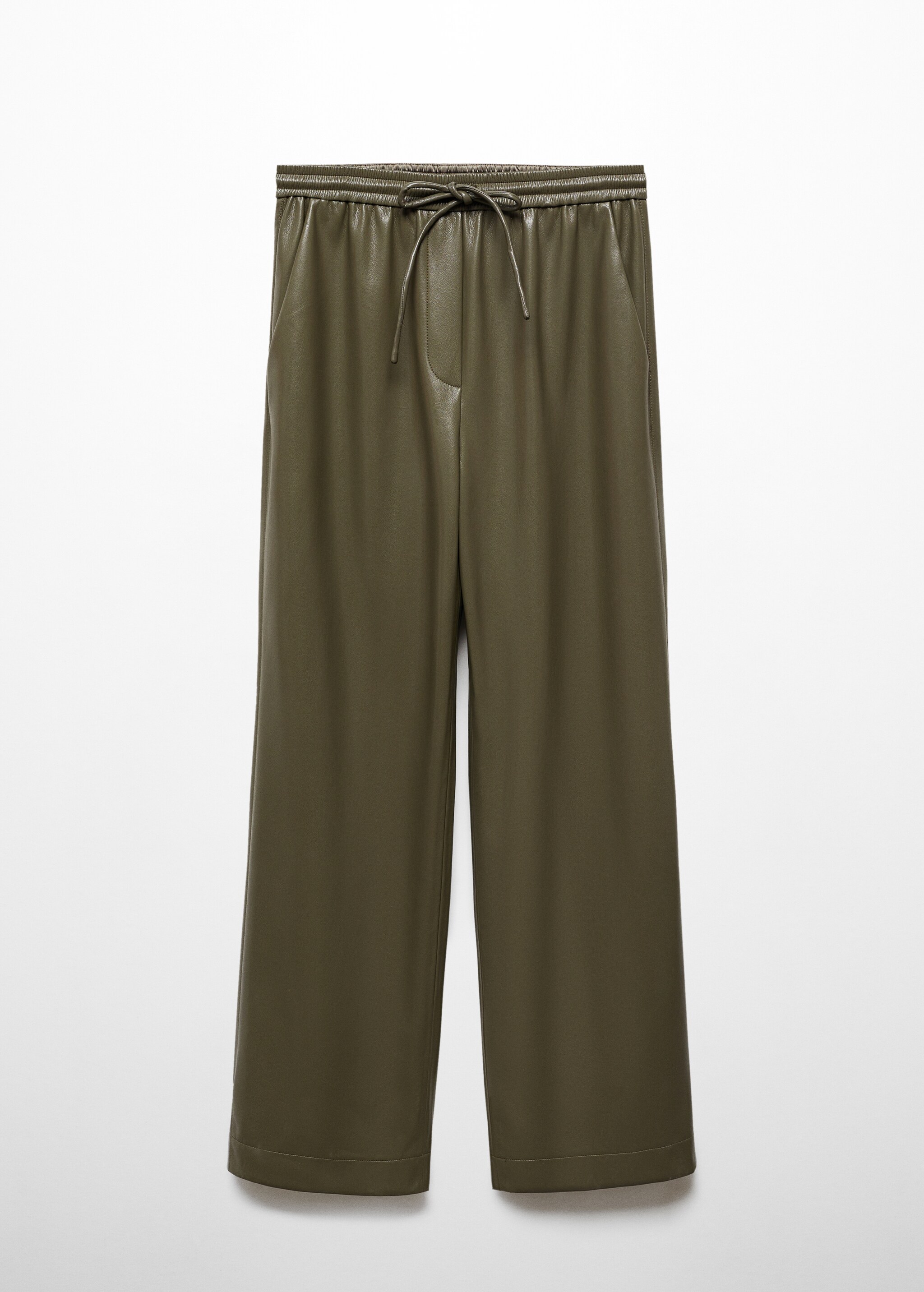 Pantaloni cu betelie elastică și cu aspect de piele - Articol fără model