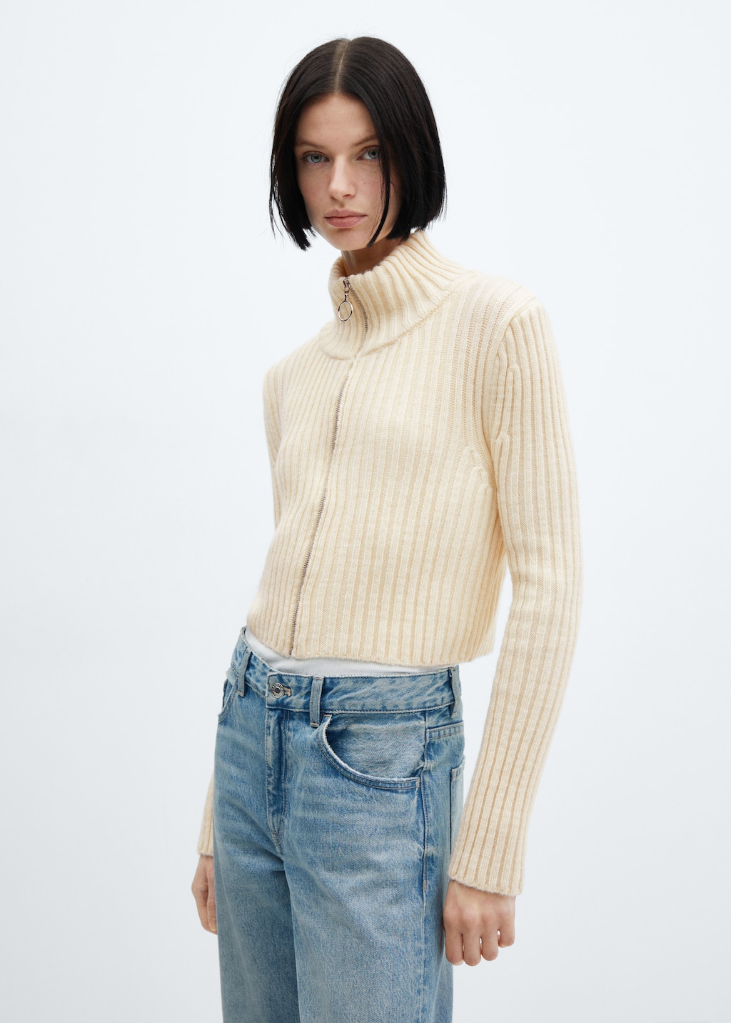 Cropped sweater zipper deals