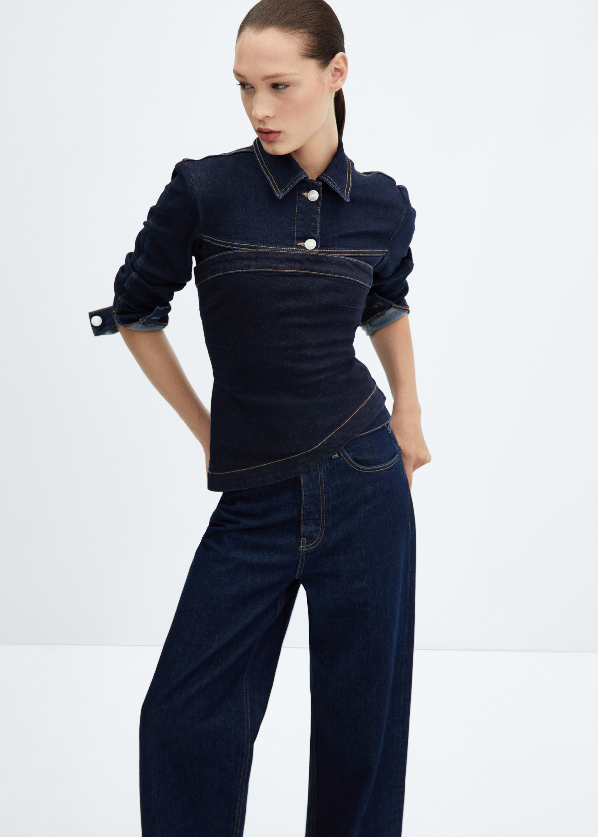 Denim top with asymmetrical hem  - Details of the article 2