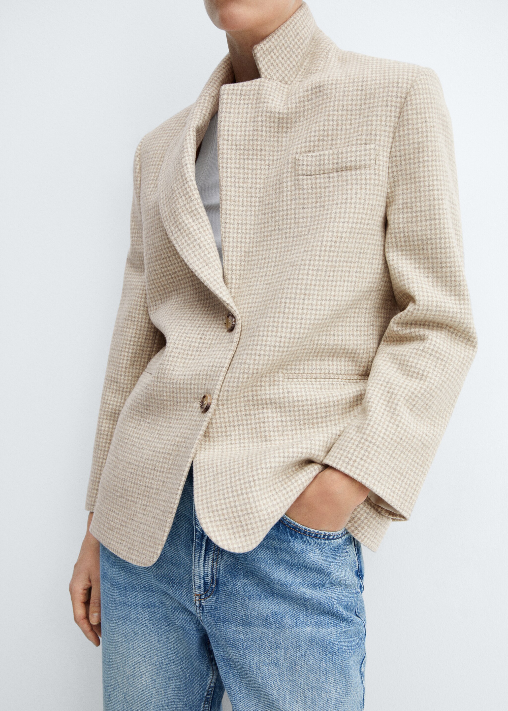 Houndstooth wool-blend blazer - Details of the article 1
