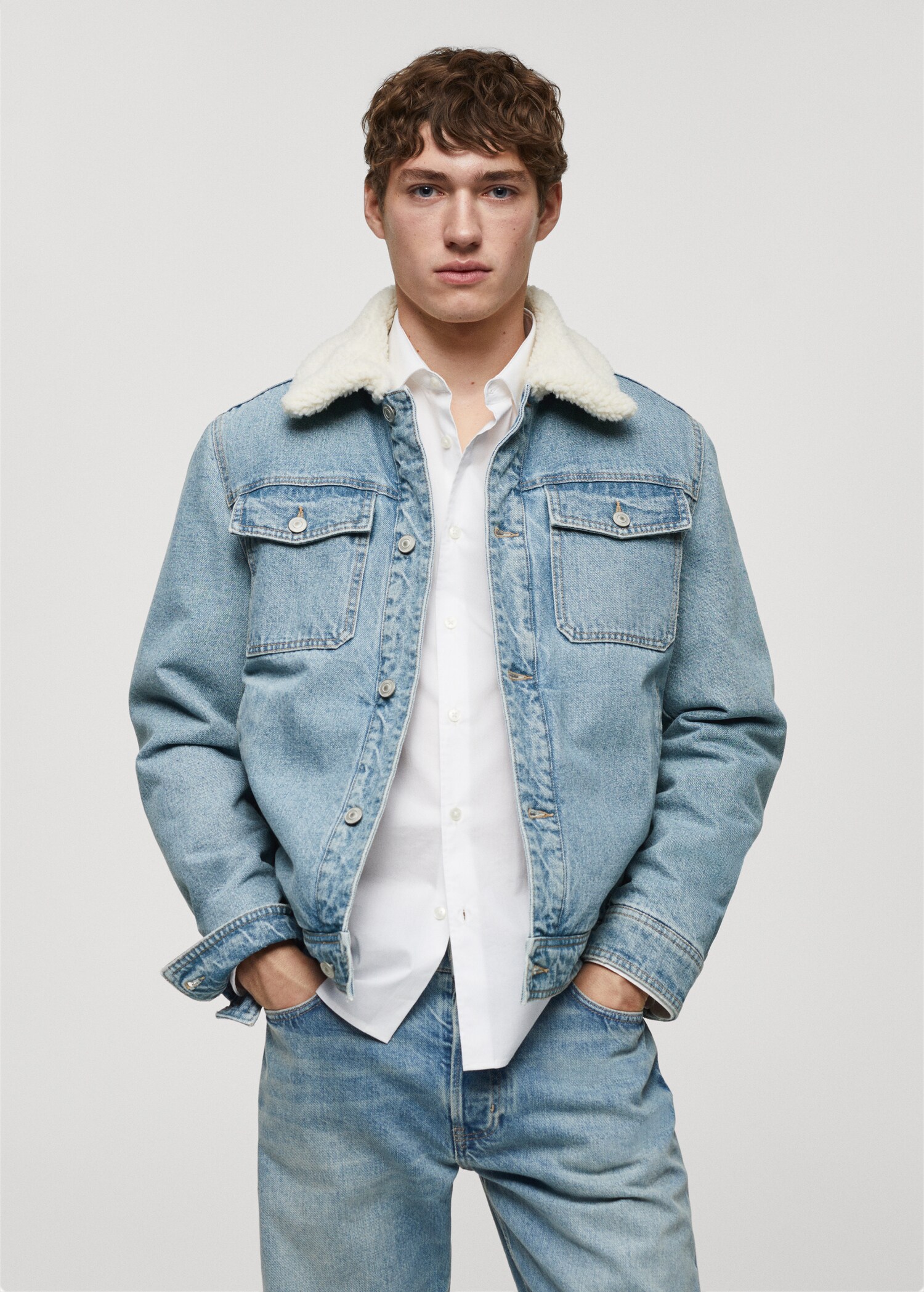 Shearling denim jacket - Medium plane