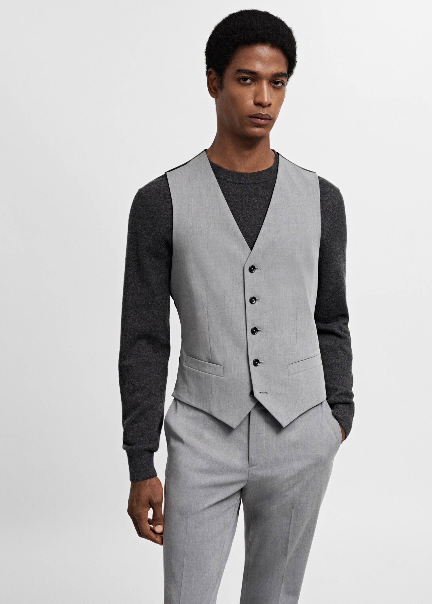 Super slim-fit stretch-fabric suit vest - Medium plane