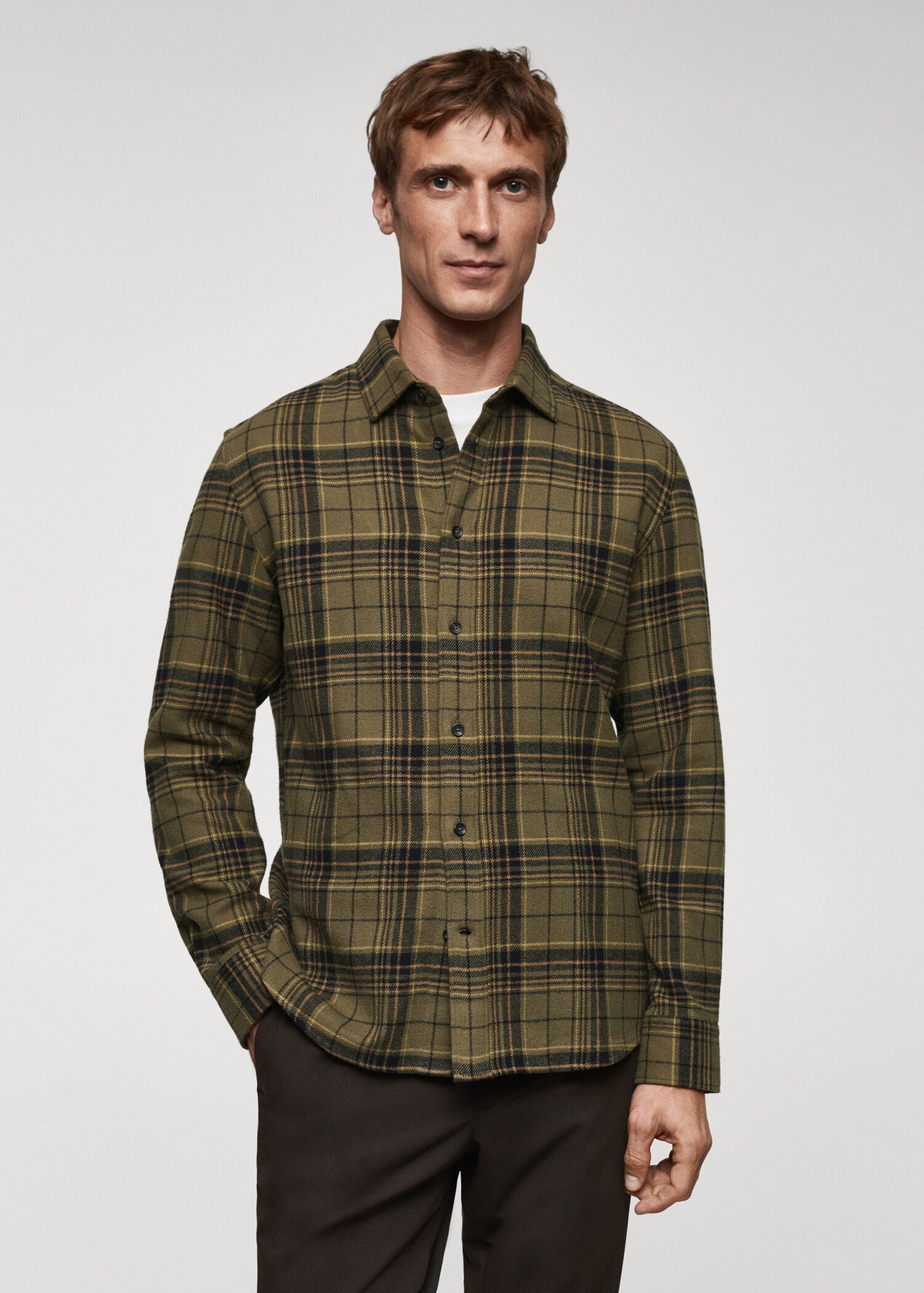 Regular fit checked flannel shirt - Medium plane