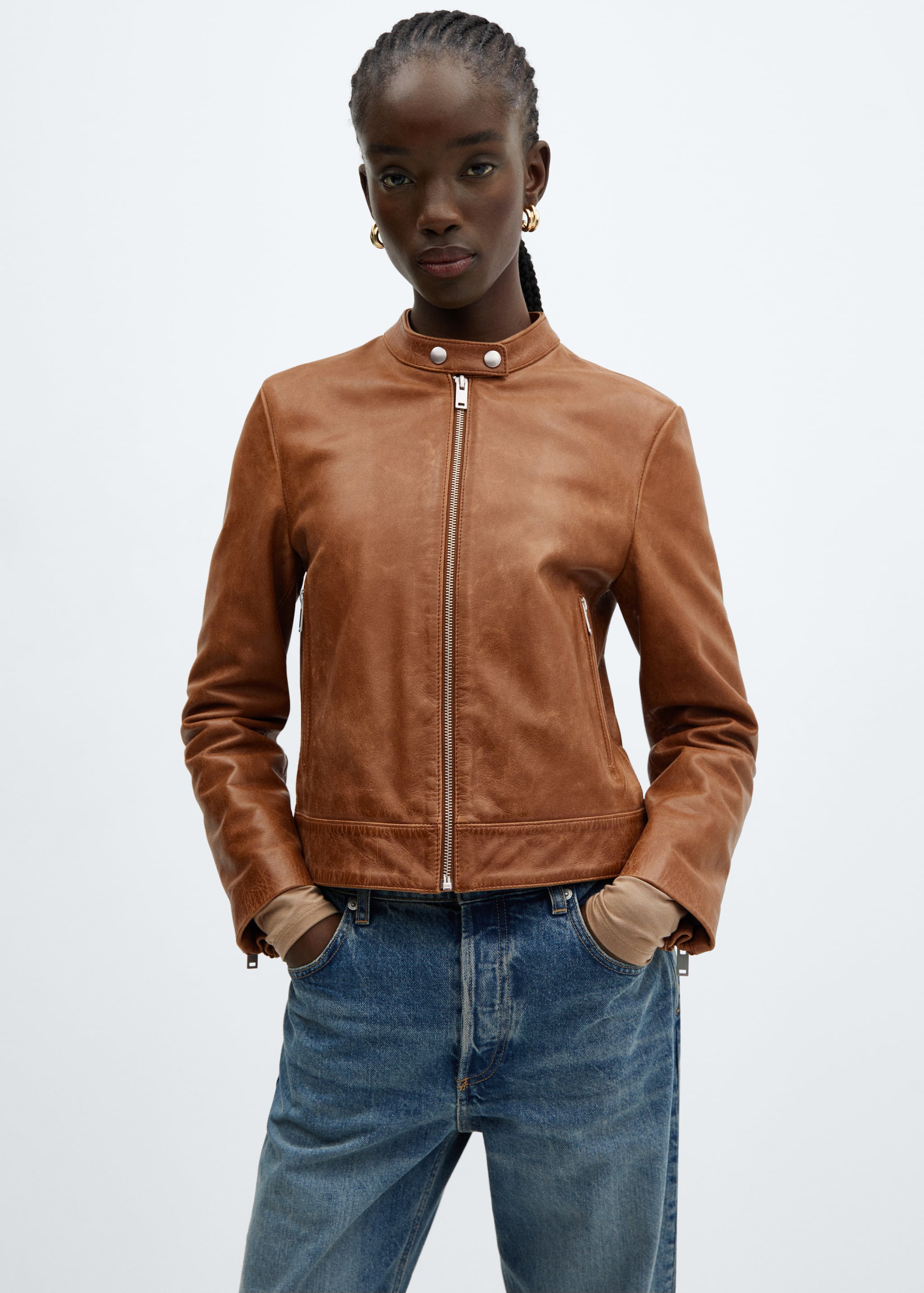 100% leather jacket - Medium plane