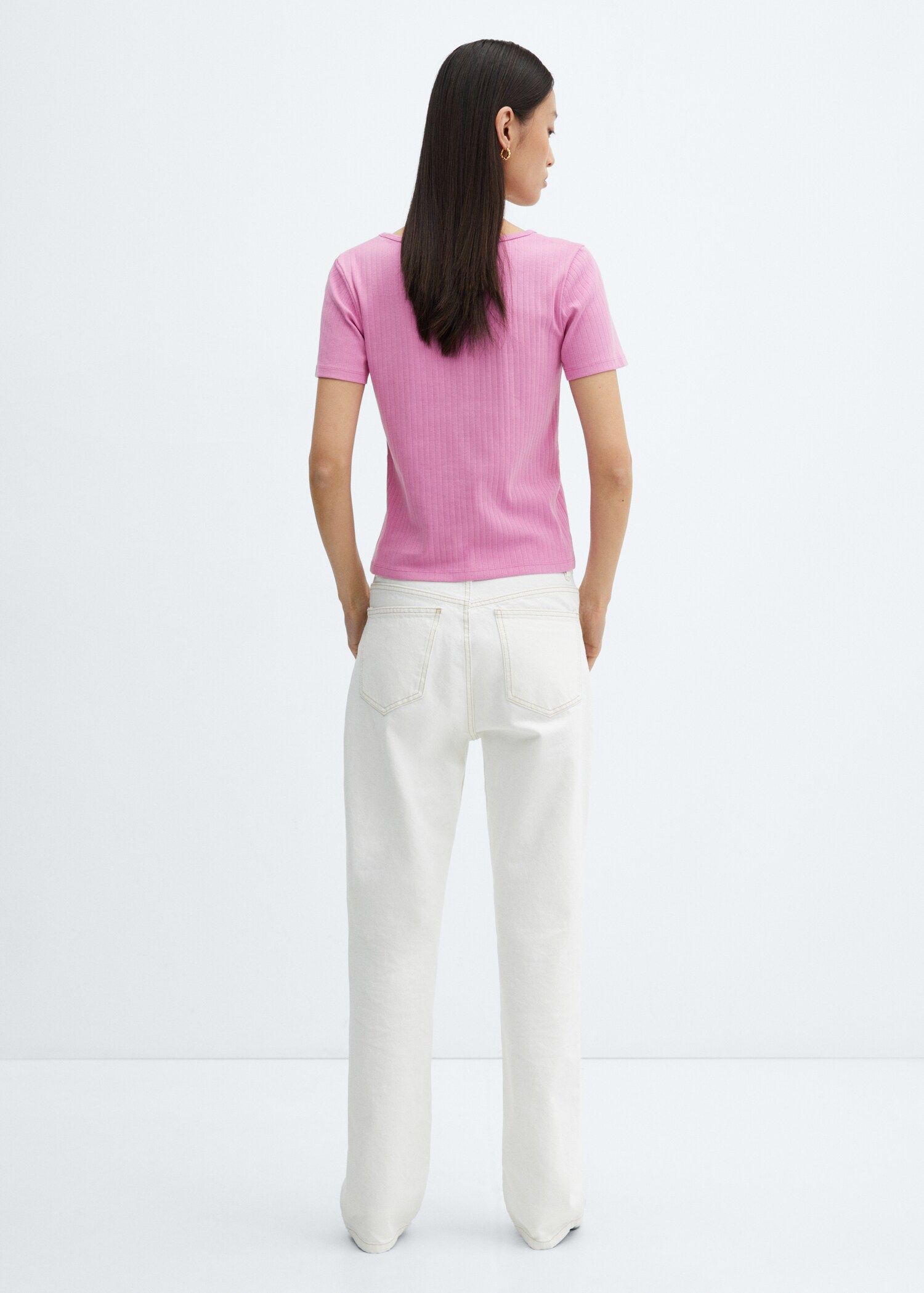 Camiseta rayas cuello pico - Reverso del artículo