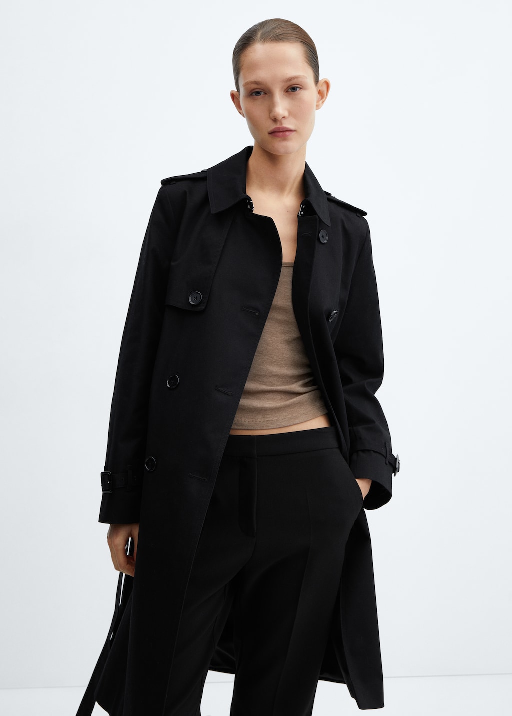 Trench clasico cinturon Mujer MANGO Espana Peninsula y Baleares