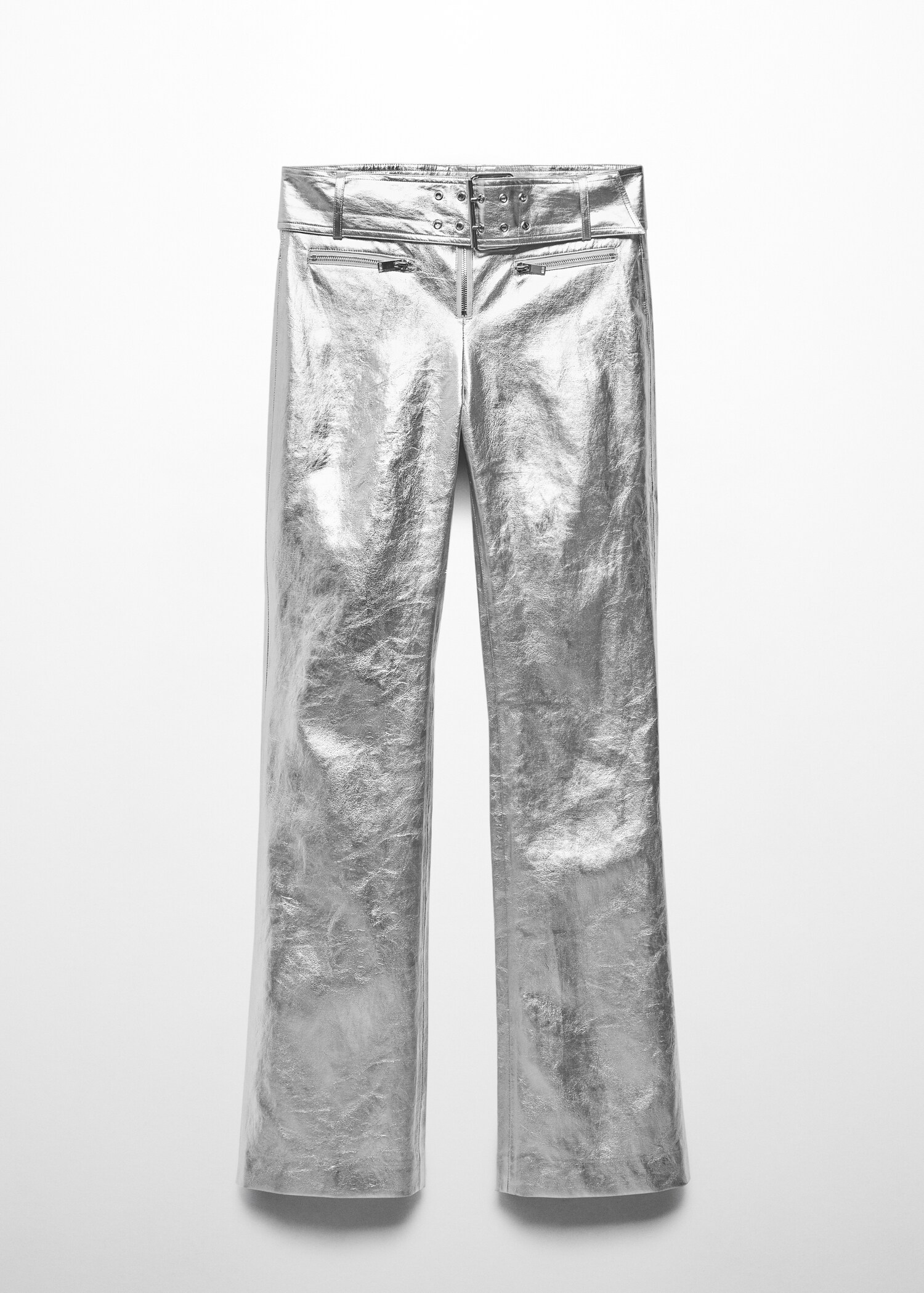 Metallic broek met ceintuur - Artikel zonder model