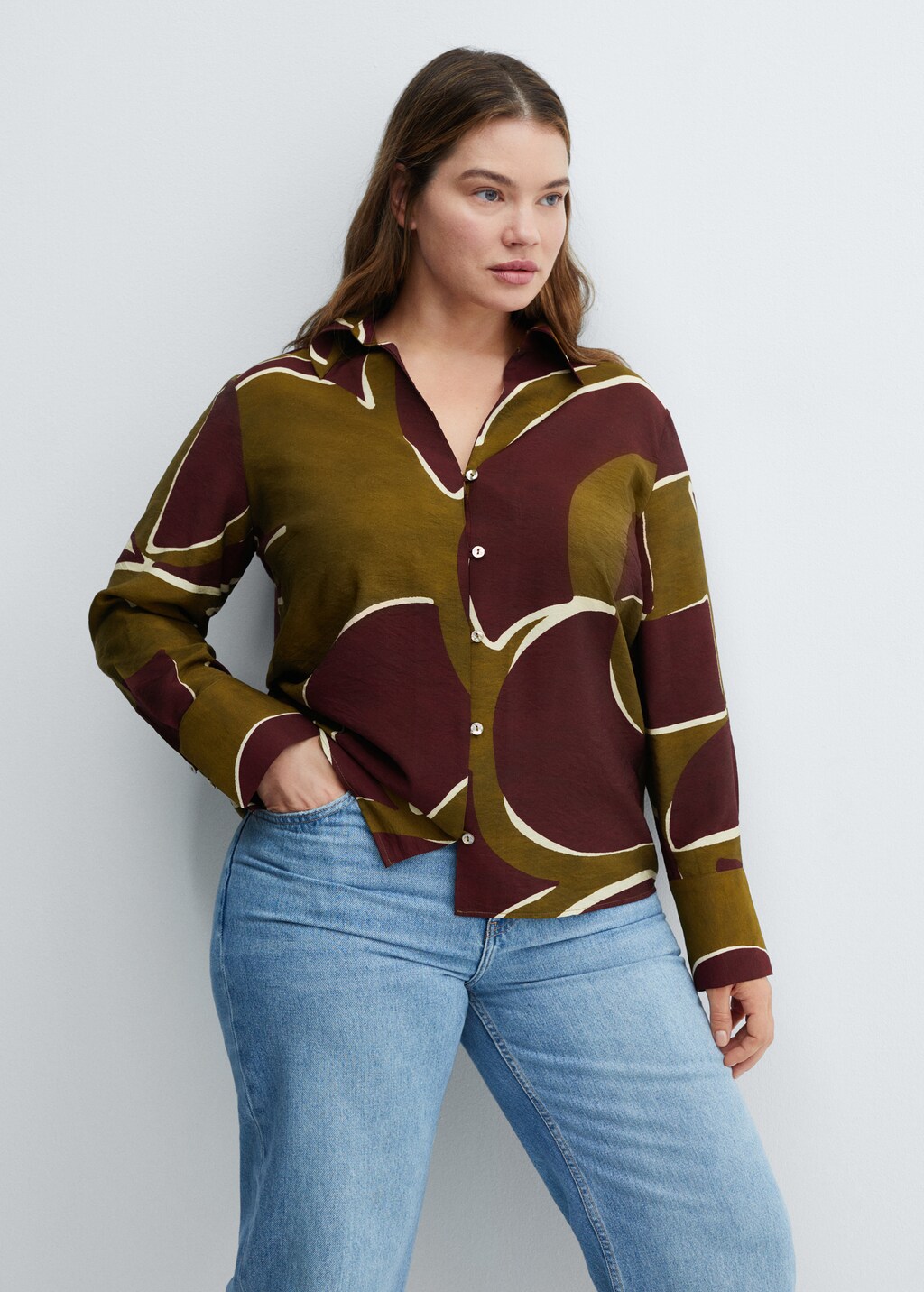 mango satin print shirt