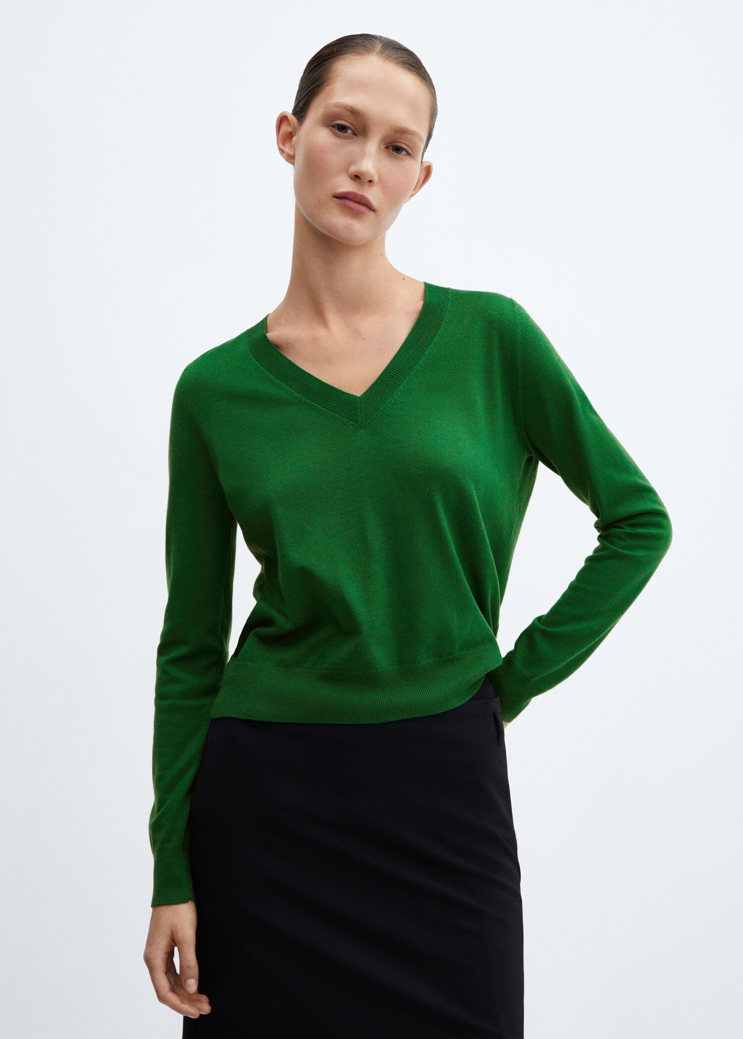 Jersey punto cuello pico - Plano medio