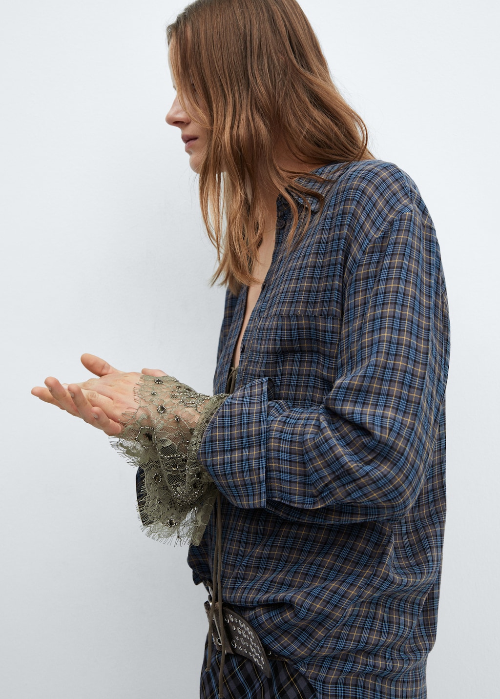 Oversize check shirt - Women | MANGO Japan Oversize check shirt - Women | MANGO Japan