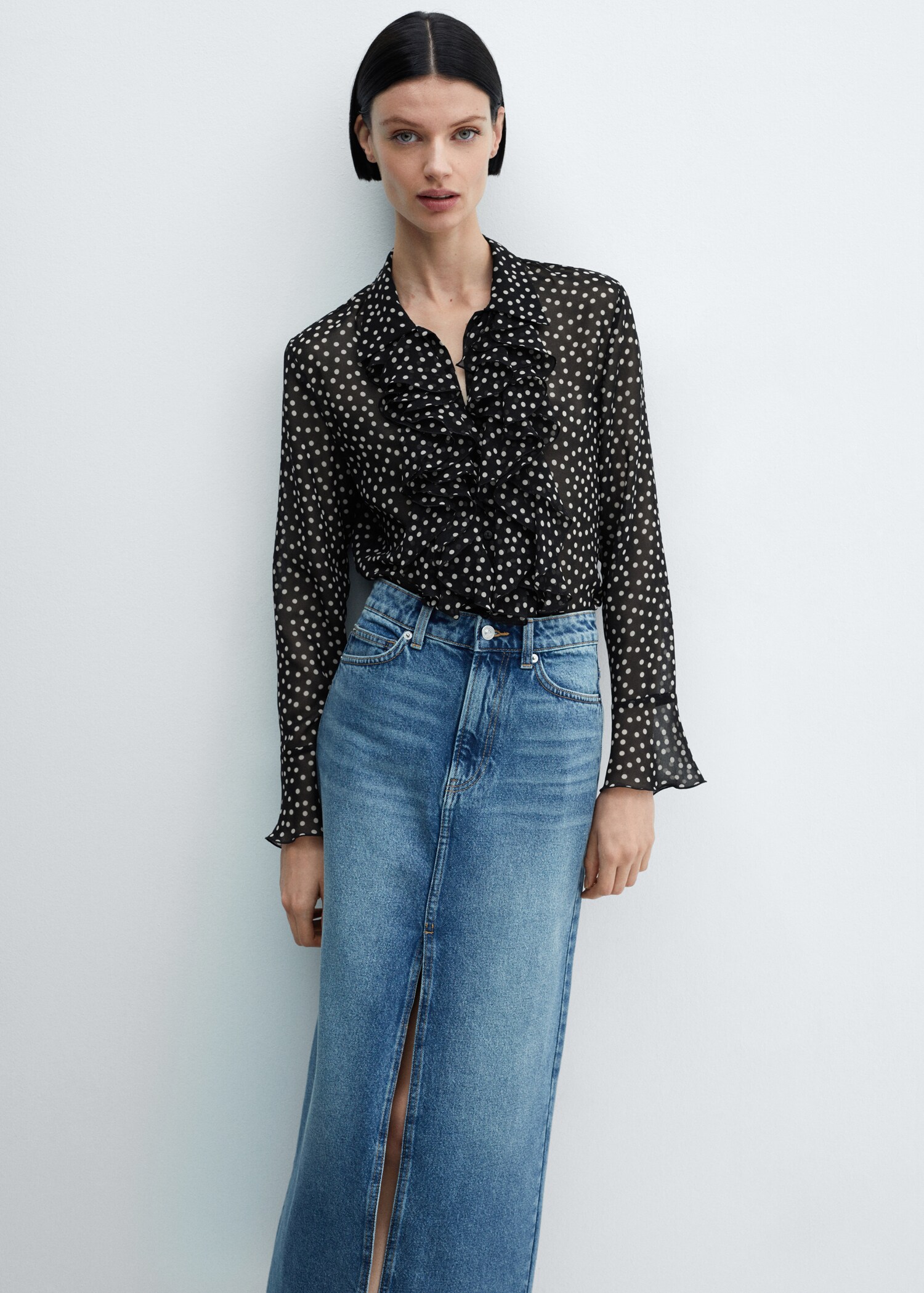 Ruffles printed blouse - Medium plane