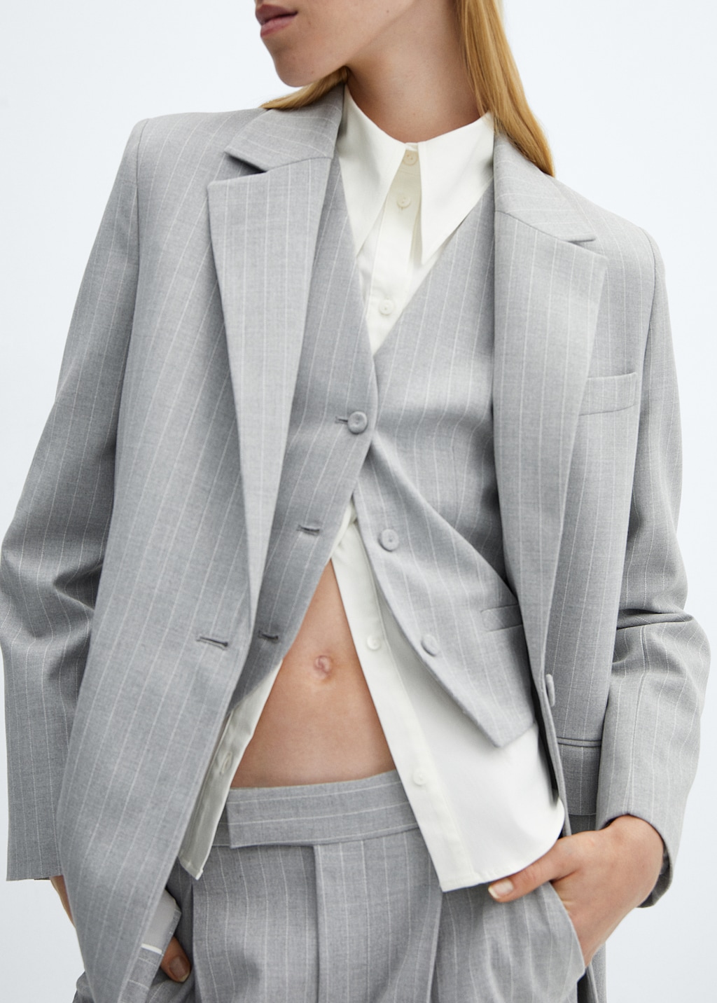 Mango grey blazer deals