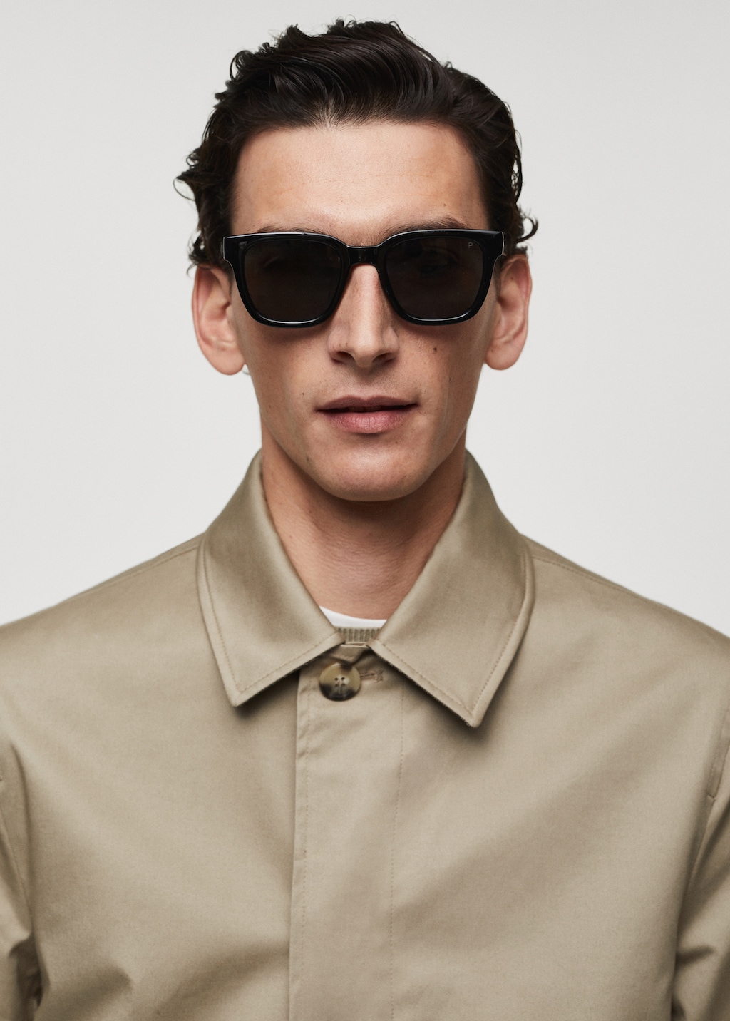 Cotton trench coat with collar detail