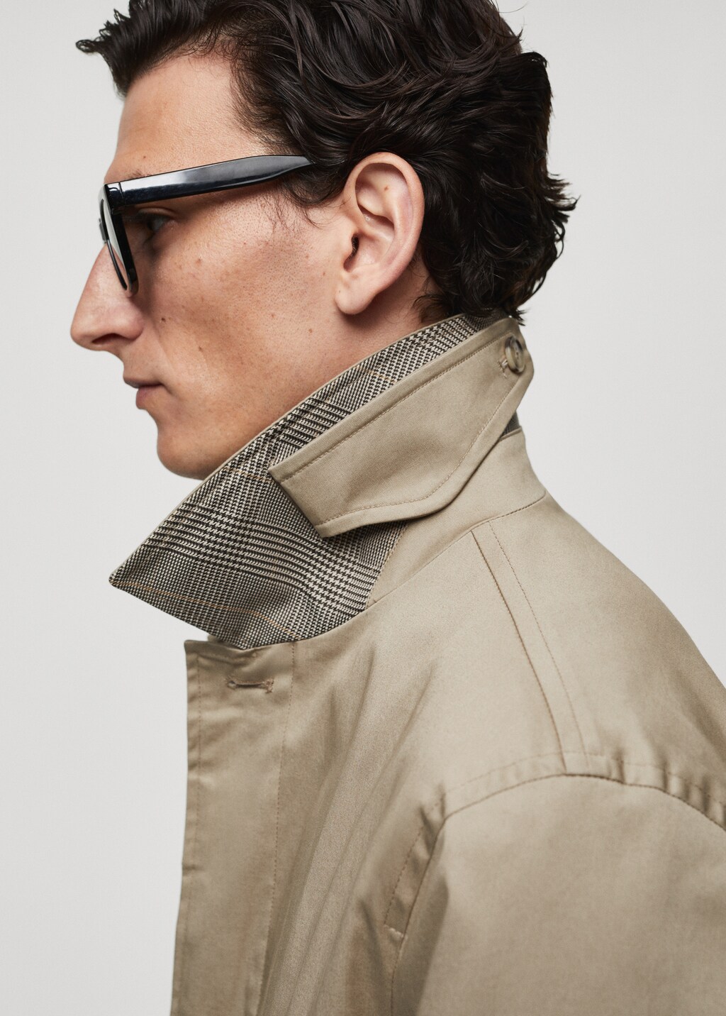 Cotton trench coat with collar detail - Men | MANGO USA
