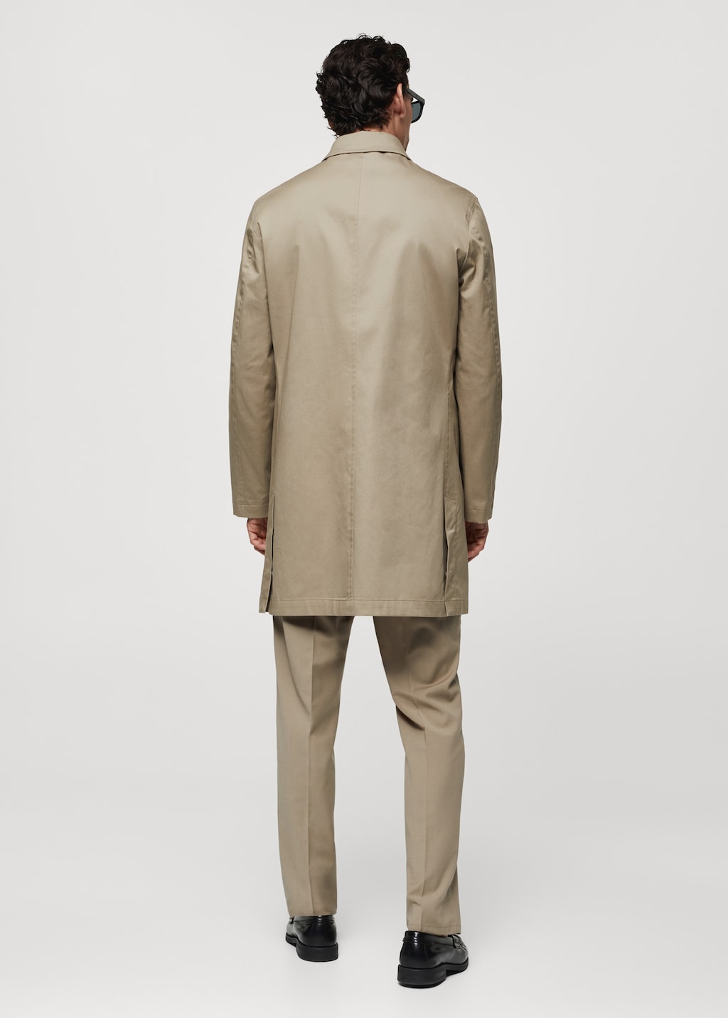 Cotton trench coat with collar detail - Men | MANGO USA