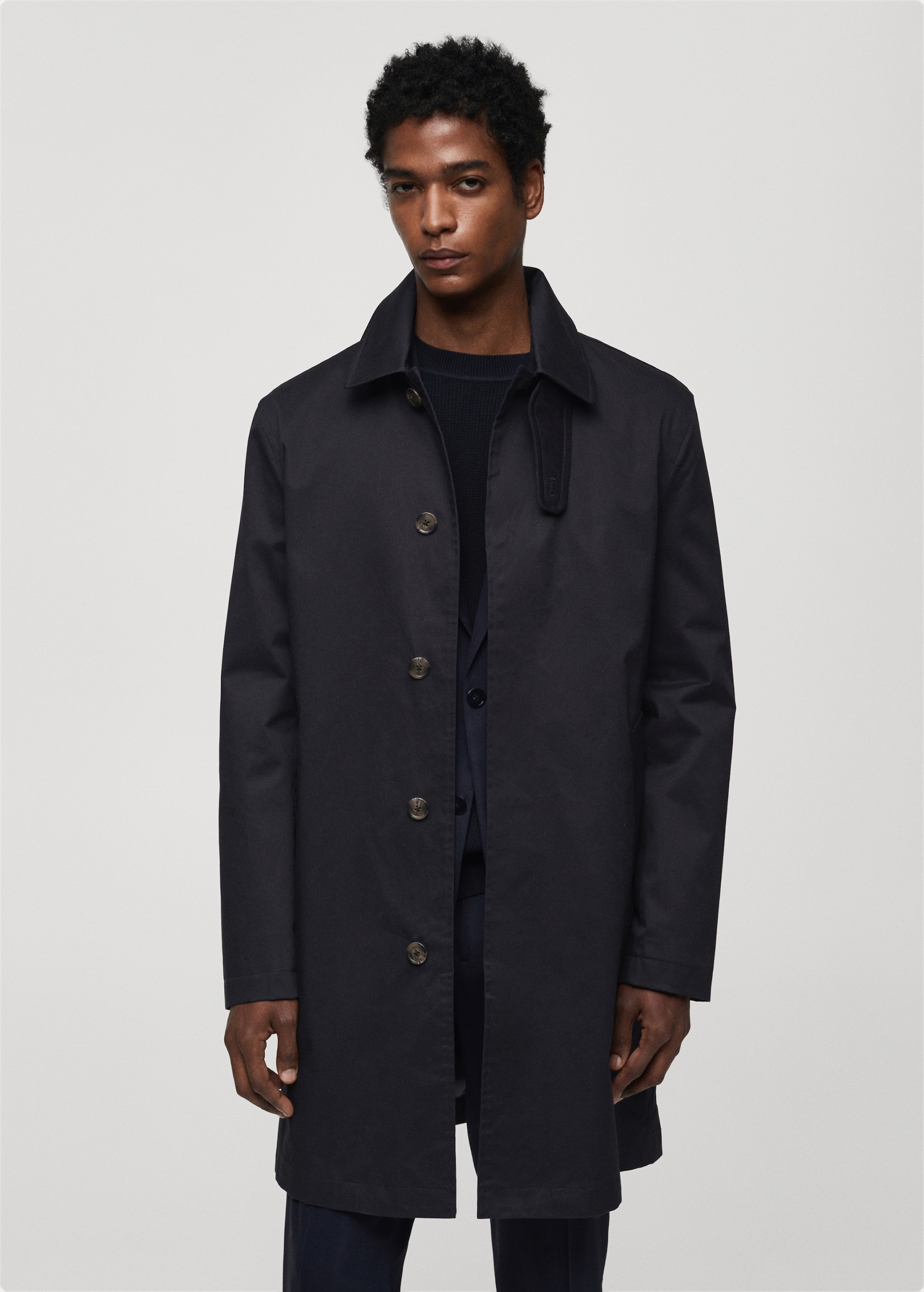 Cotton trench coat with collar detail - Medium plane