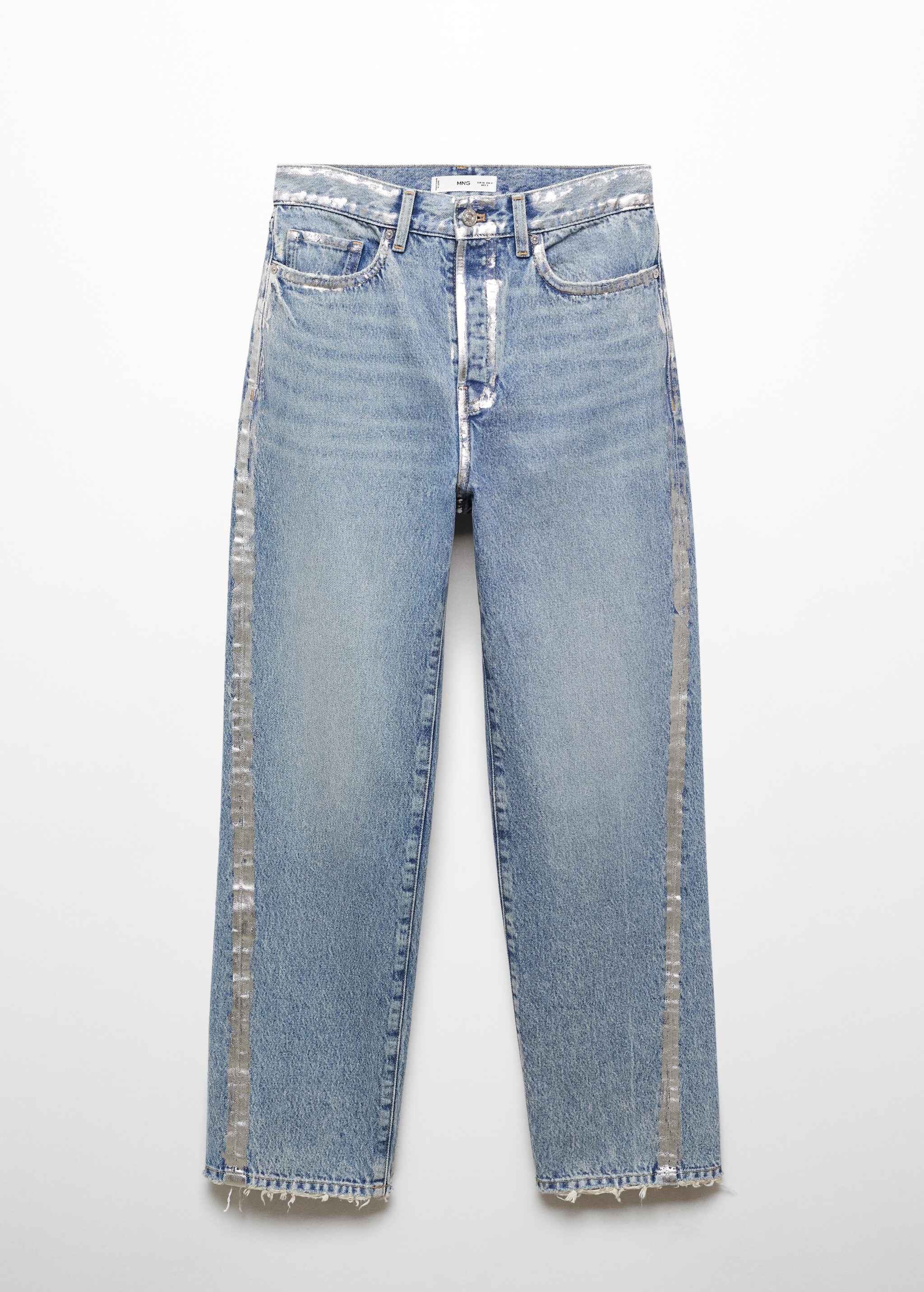 Прямые джинсы с деталями с эффектом фольги - Изделие без модели