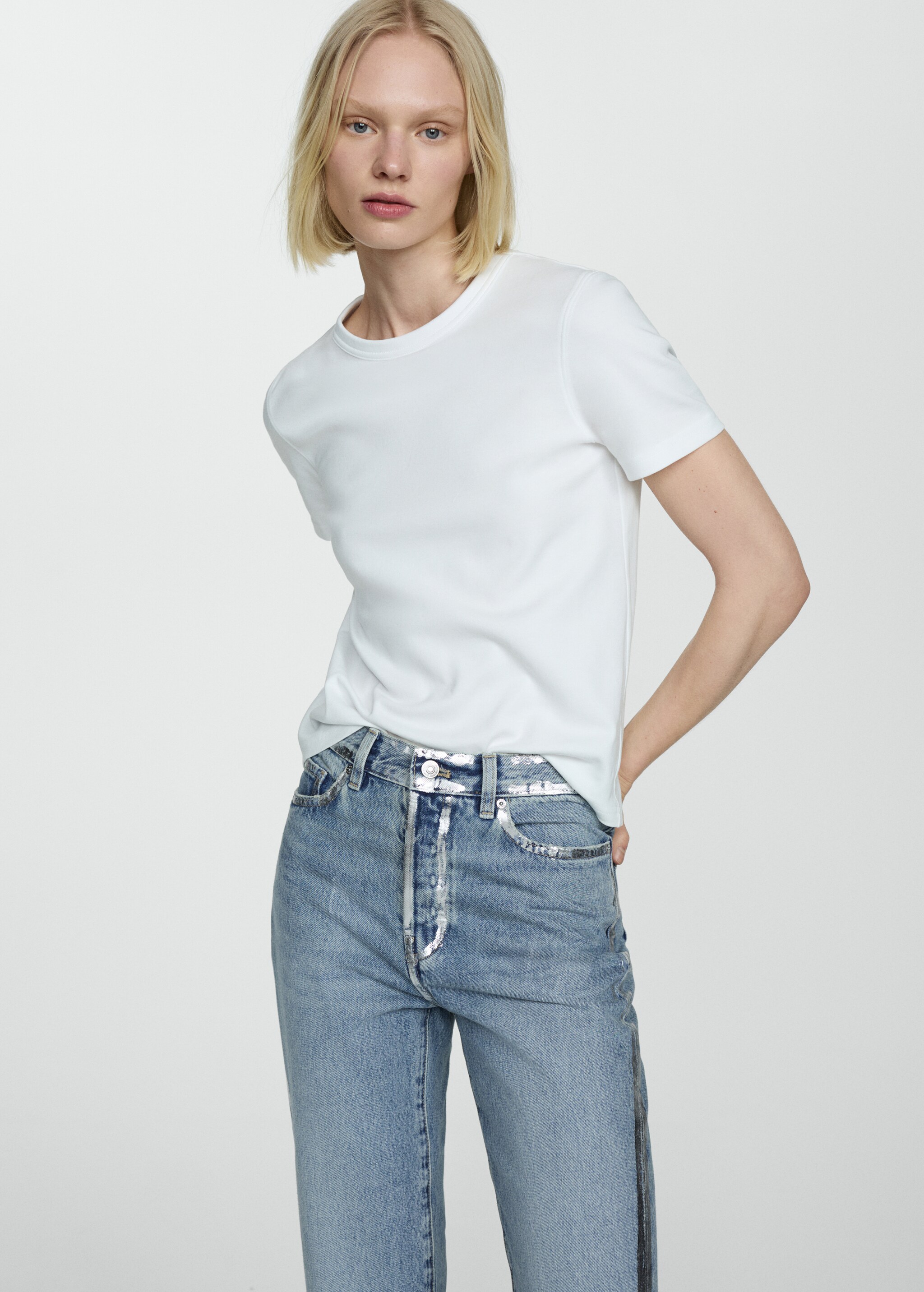 Straight jeans with foil details - Details of the article 1