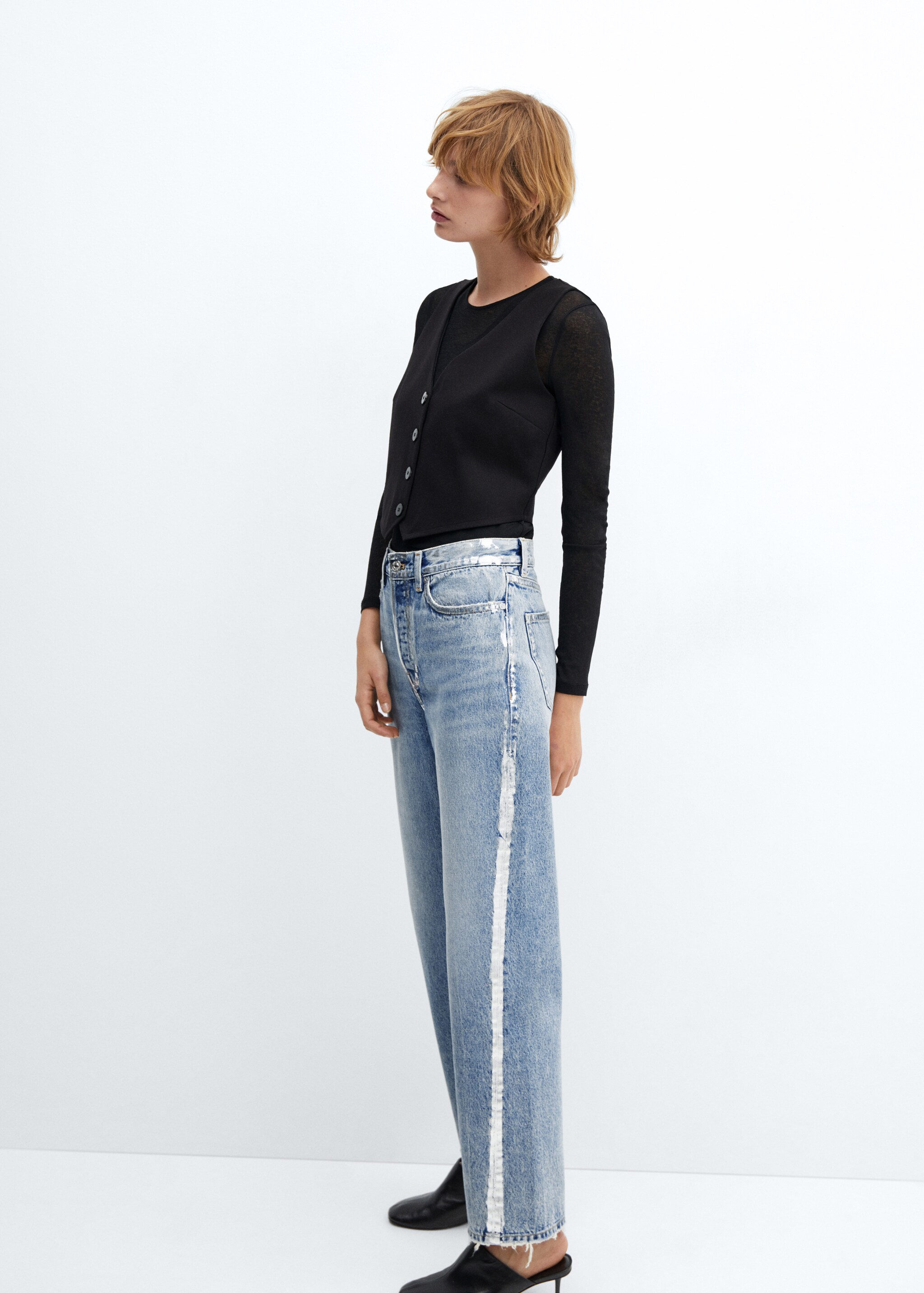 Straight jeans with foil details - Details of the article 2