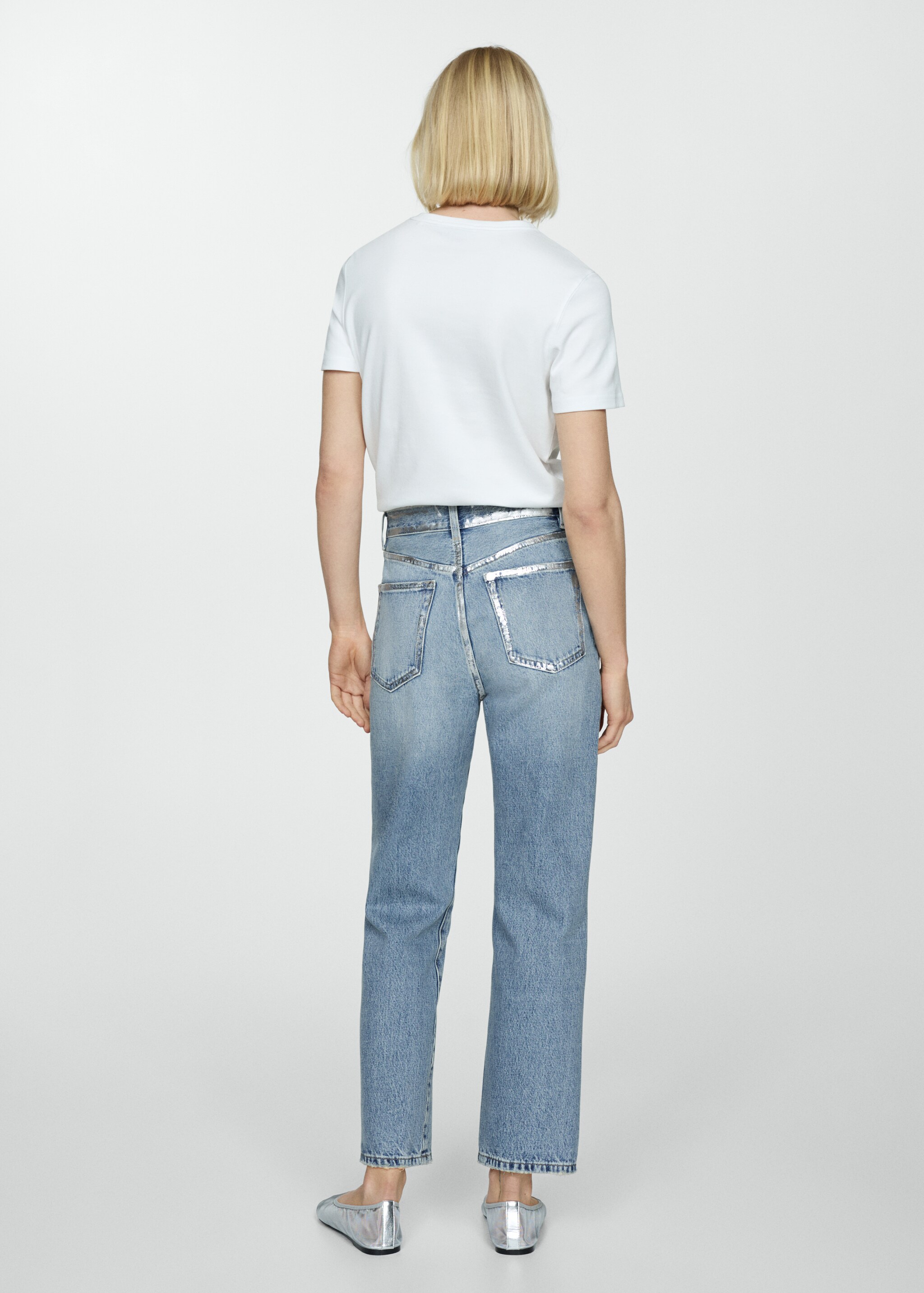 Straight jeans with foil details - Reverse of the article