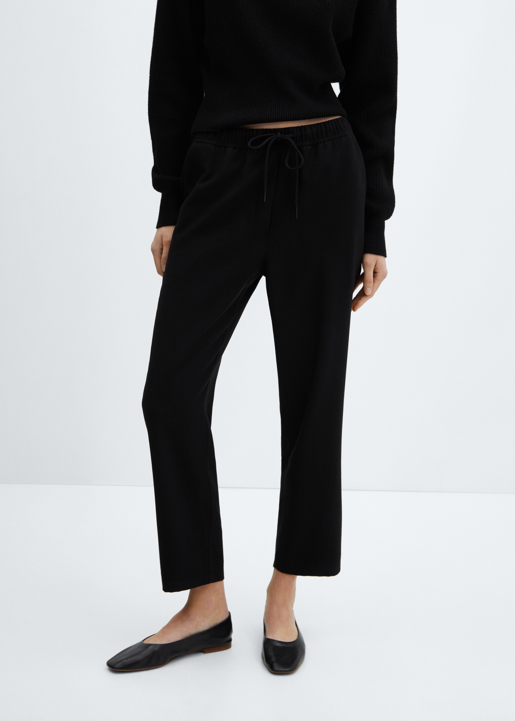 Flowy straight-fit trousers with bow - Medium plane