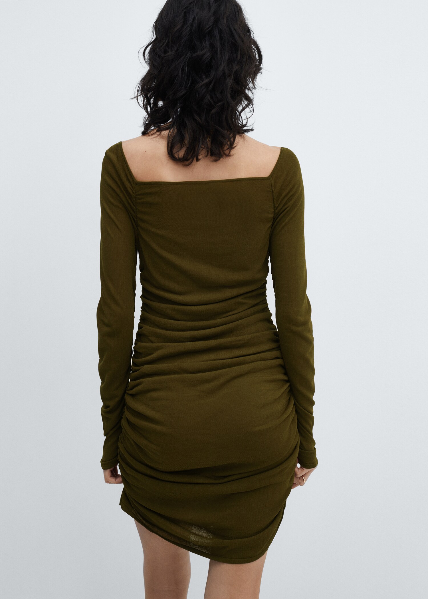 Vestido fruncido escote cuadrado - Reverso del artículo