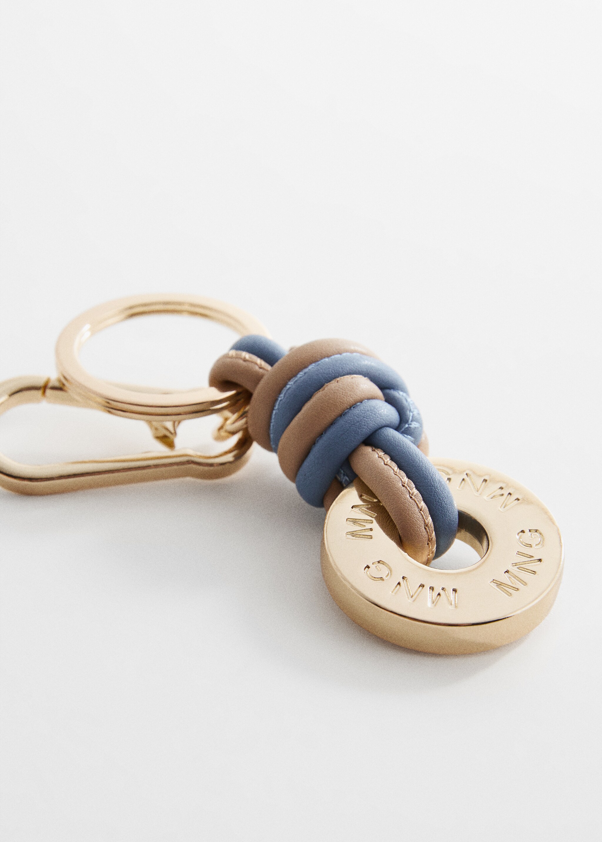 Leather-effect keychain with knot - Medium plane