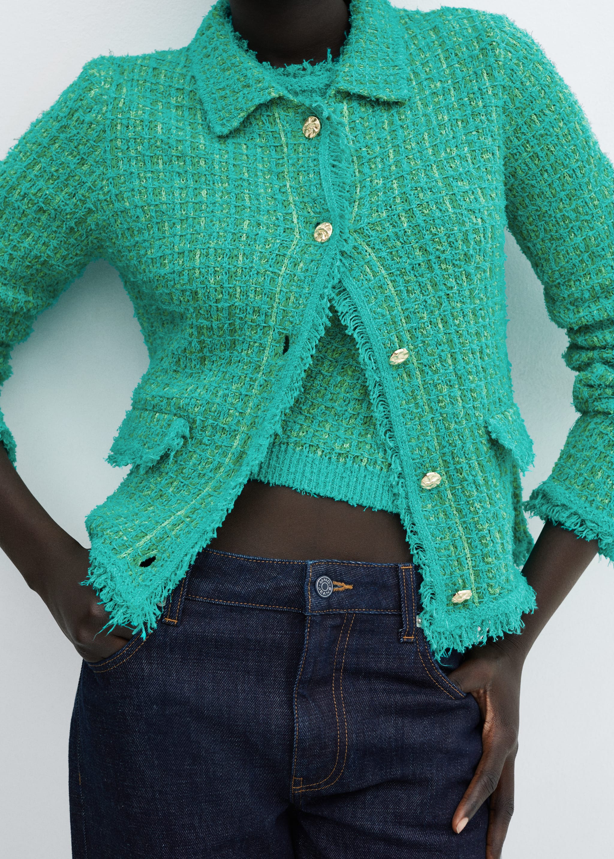Polo neck tweed cardigan - Details of the article 6