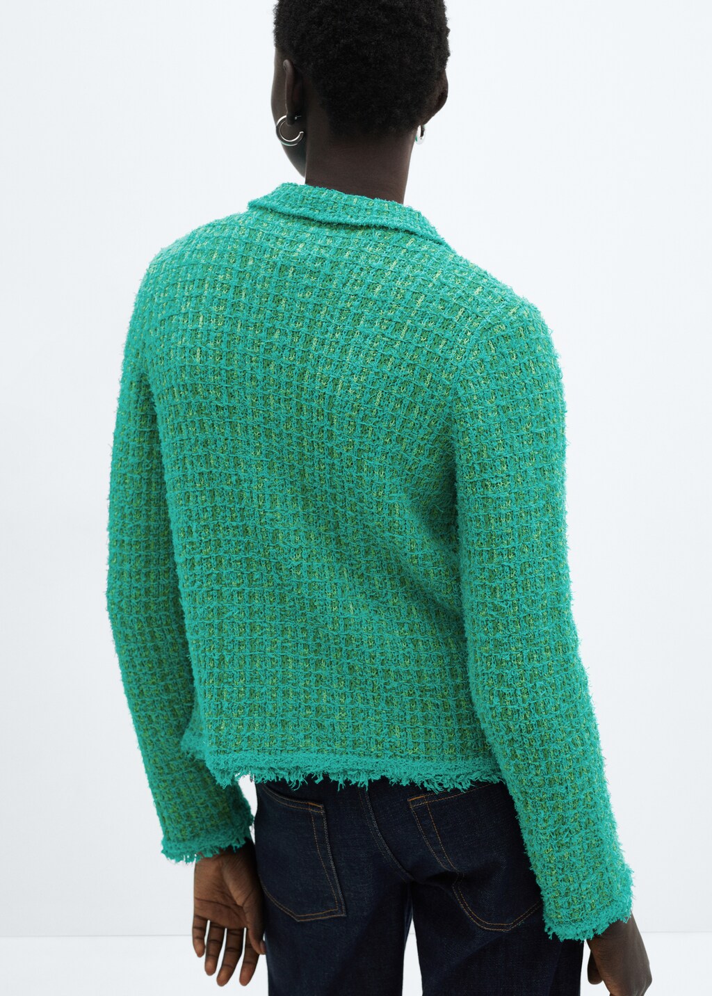 Polo-neck tweed cardigan - Women | MANGO Kosovo Polo-neck tweed cardigan - Women | MANGO Kosovo