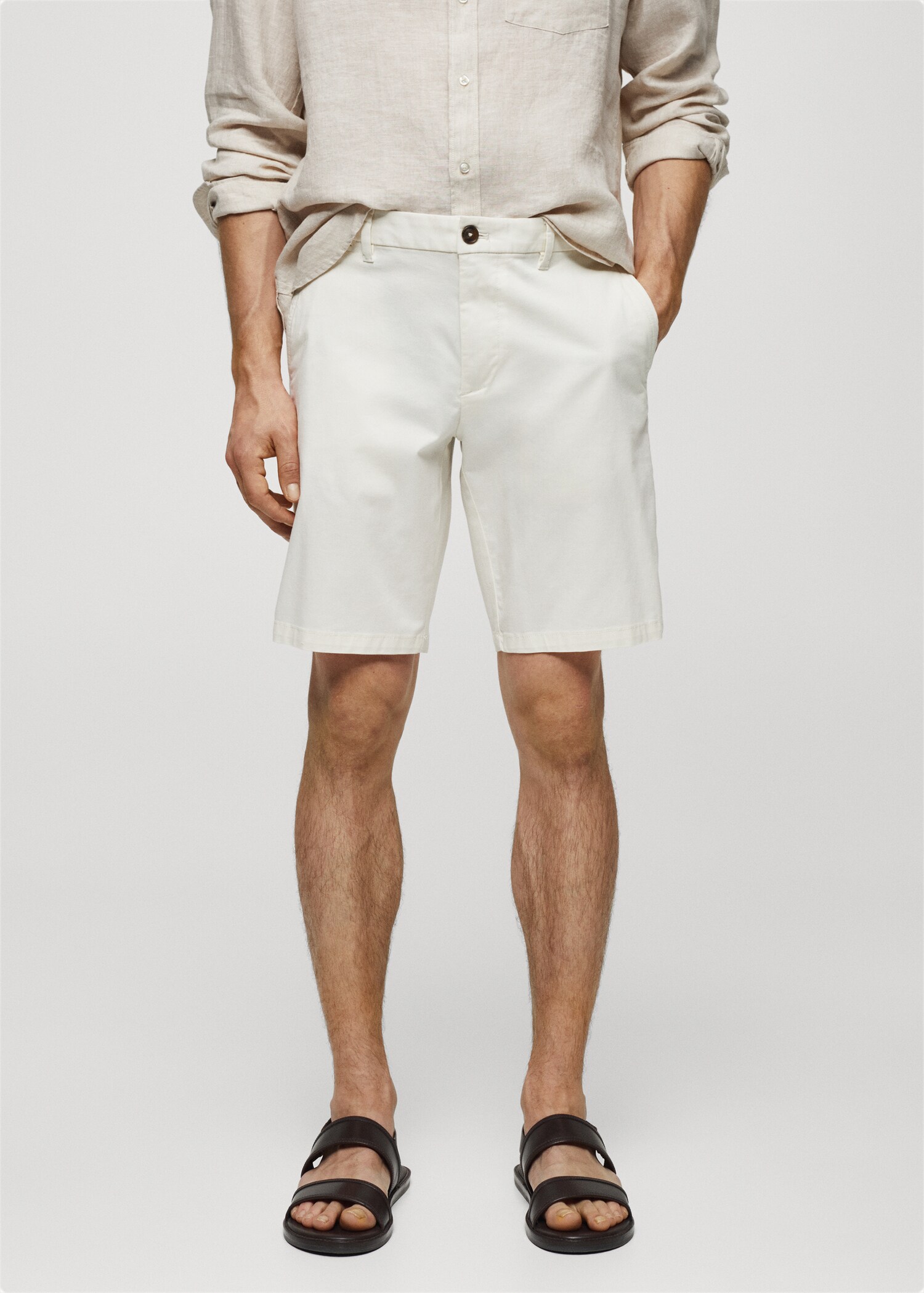 Slim-fit chino cotton bermuda shorts - Medium plane